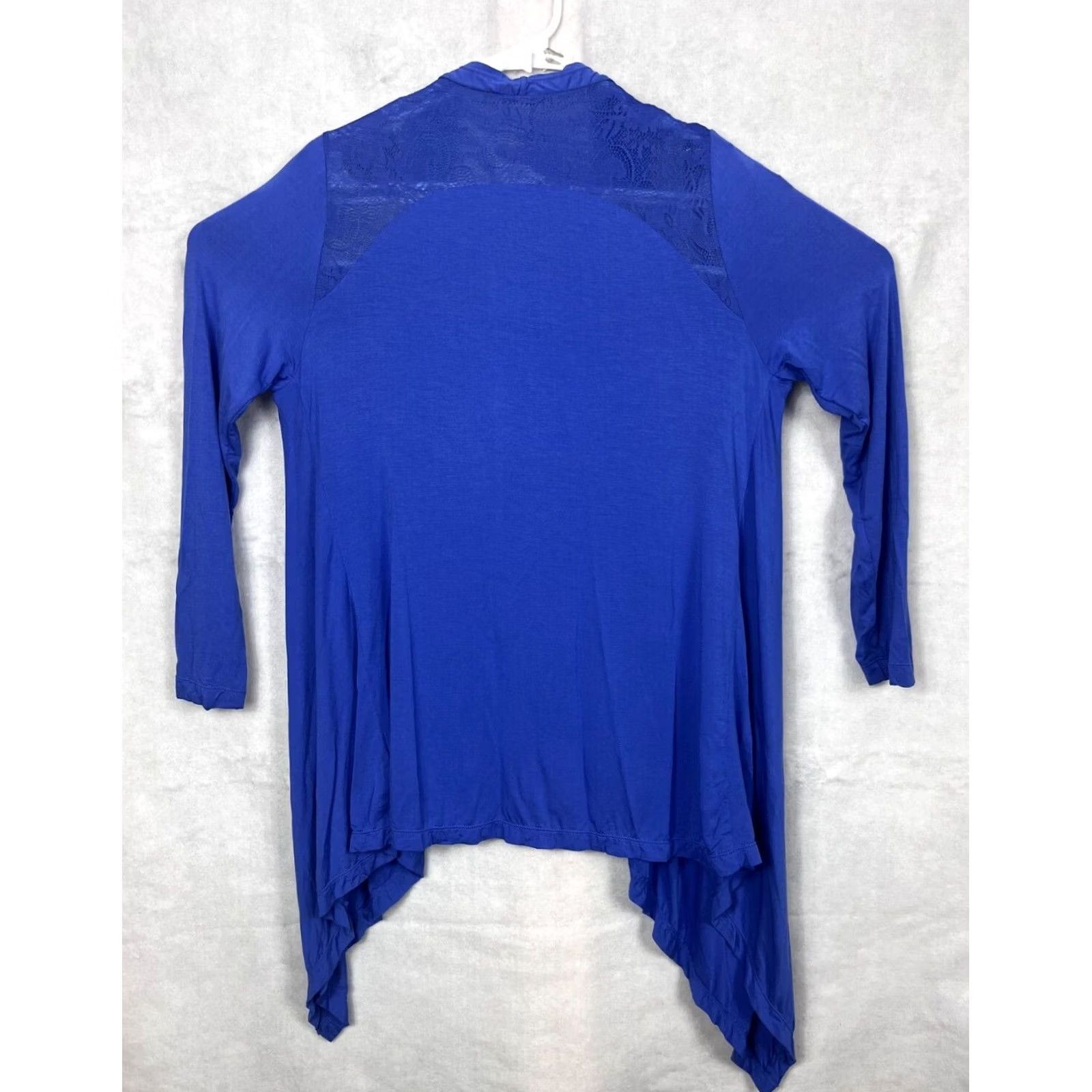 YOKE Rhonda Shear Ahh Comfort Wrap Cardigan Lace Yoke Open Front Drape Women M/L Blue 6518 New Size M / US 6-8 / IT 42-44 - 4 Thumbnail