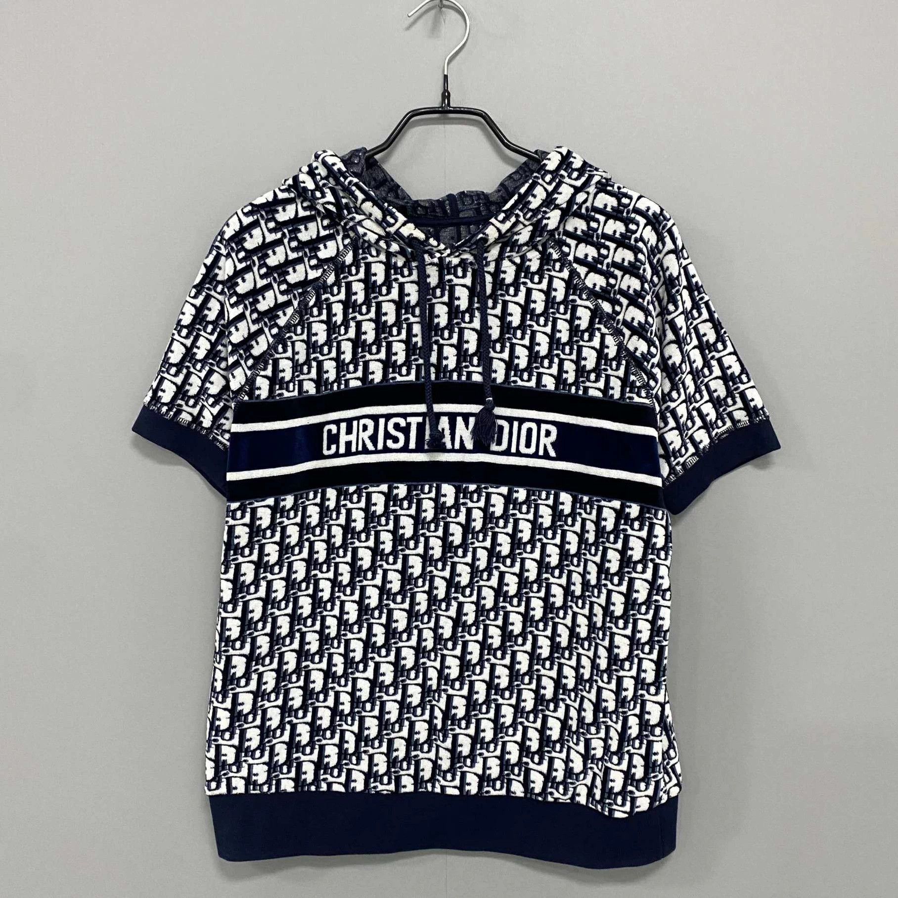 Dior Dior Velvet Oblique All-Over Print Hooded Short Sleeve Top S Size M / US 6-8 / IT 42-44 - 1 Thumbnail