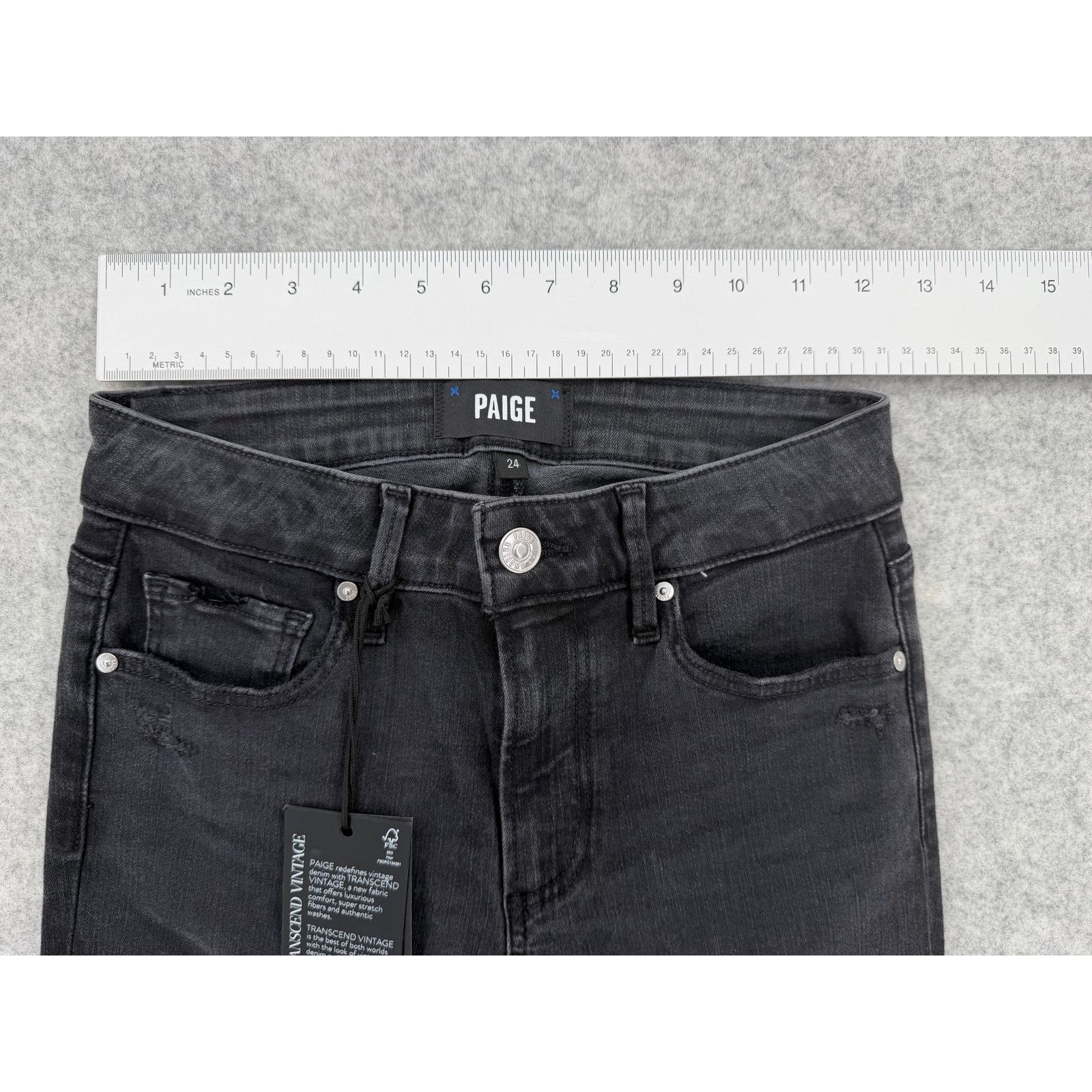 Paige NWT Paige Cindy Transcend Destructed High Rise Straight Jean Size 24" / US 00 / IT 34 - 9 Thumbnail
