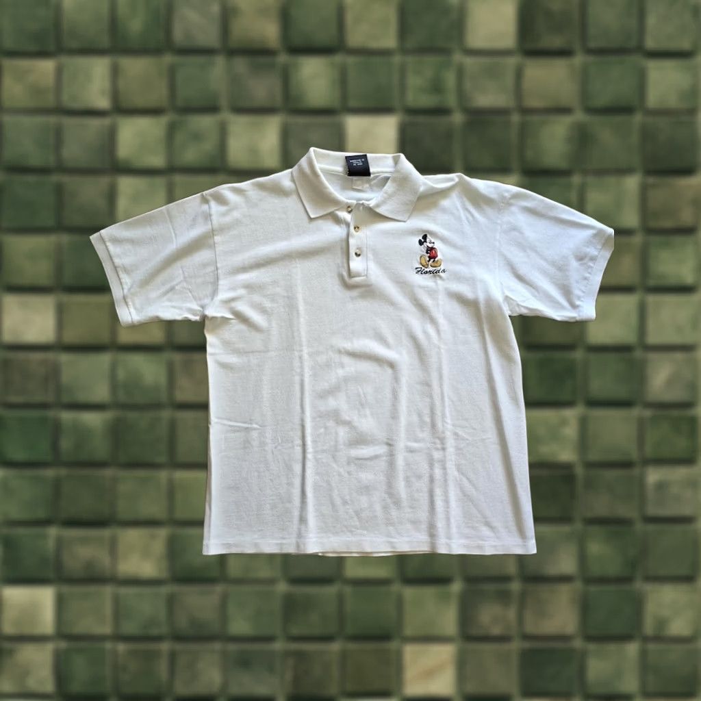 Disney VINTAGE 90s Y2k white Mickey Mouse Florida polo shirt Men's XL Polo Disney Mickey Unlimited Short Sleeve Collared Shirt Regular Fit Size US XL / EU 56 / 4 - 1 Thumbnail