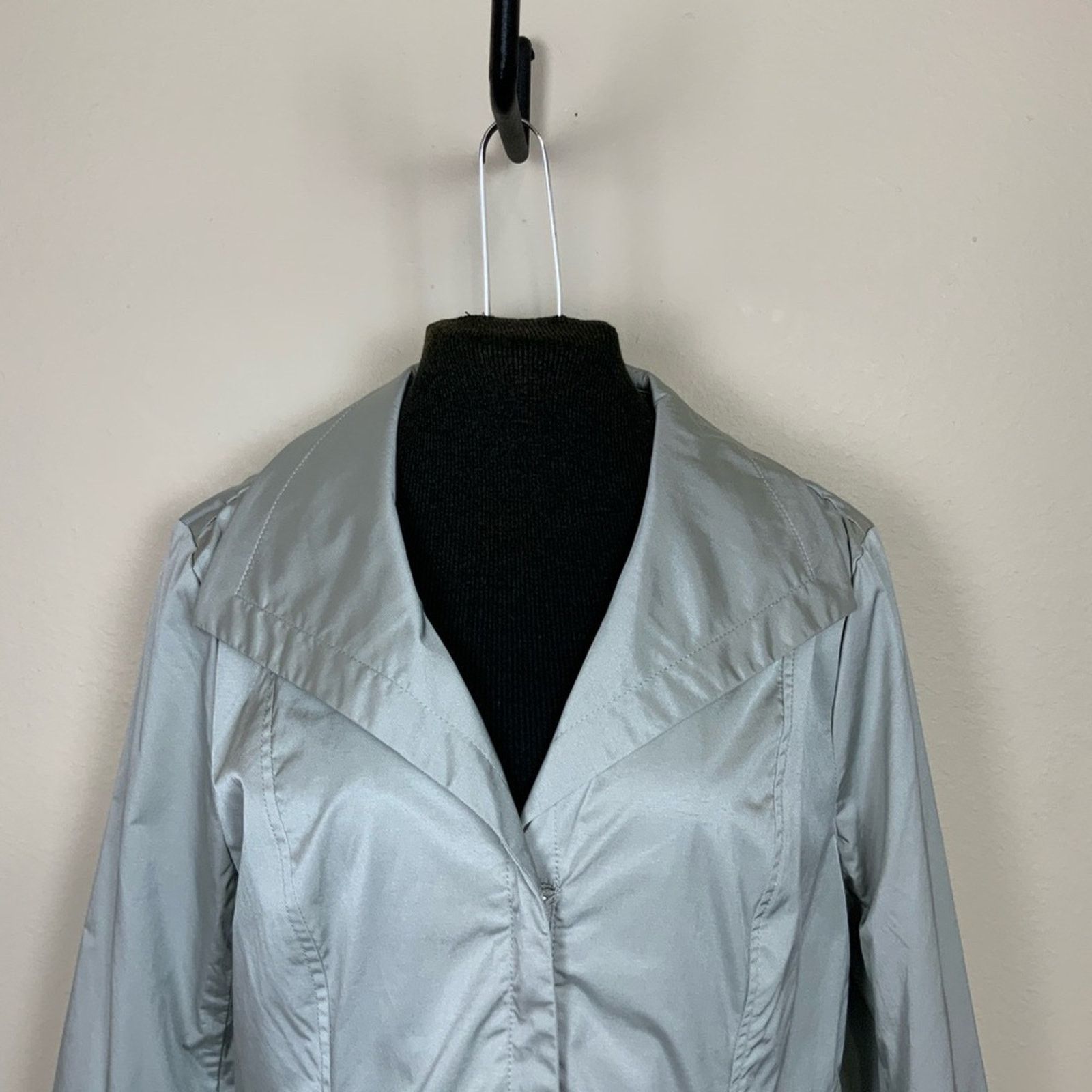 Chicos Chico's Carlynn Jacket Front Zip Metallic Sheen Gray Large Size L / US 10 / IT 46 - 2 Thumbnail