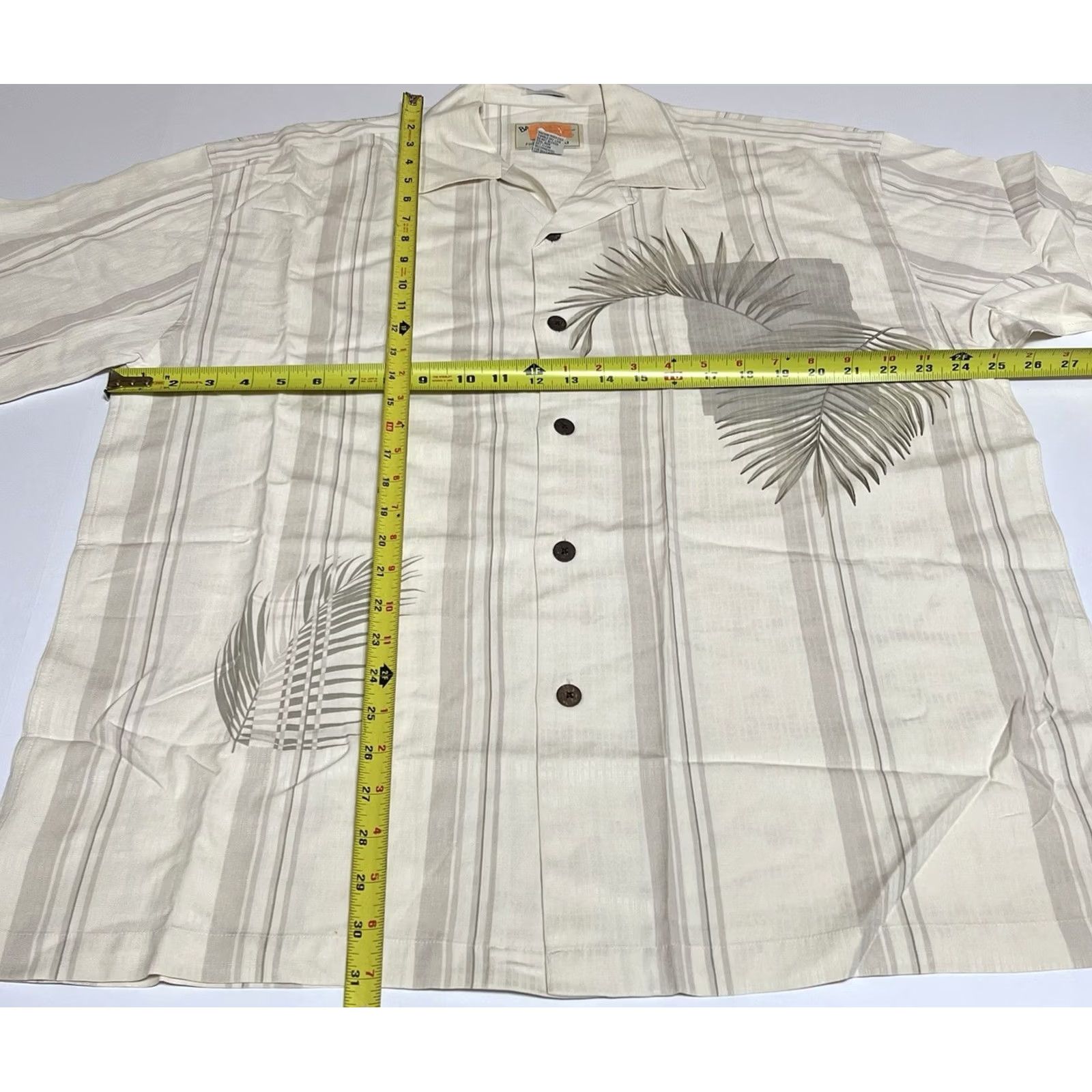 Vintage Bamboo Cay Mens Shirt Large Beige Floral Hawaiian Aloha Camp Shirt Casual Short Sleeve Button-Up Cotton Silk Embroidered Tropical 70s? Size US L / EU 52-54 / 3 - 4 Thumbnail
