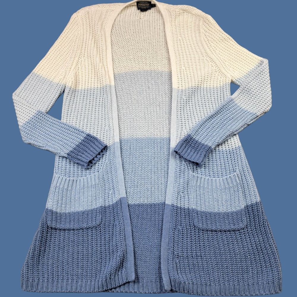 Pendleton Pendleton Duster Sweater Cardigan Womens Petite Medium Multicolor Knit Wool Cotton Long Sleeve Pockets Fall Winter Size M / US 6-8 / IT 42-44 - 1 Thumbnail