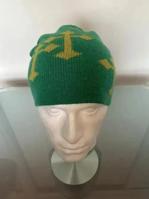 Japanese Brand Gothic Cross Beanie (slime green) Size ONE SIZE - 3 Thumbnail