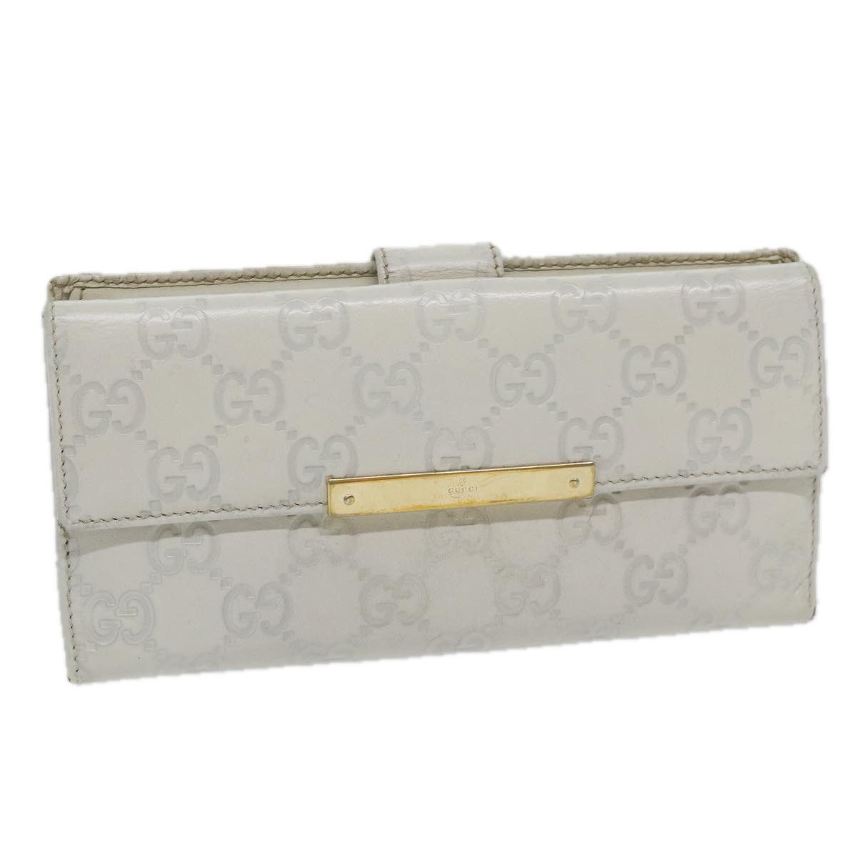 image of Gucci GG Canvas Guccissima Long Wallet White 112715 Auth Ai704, Women's