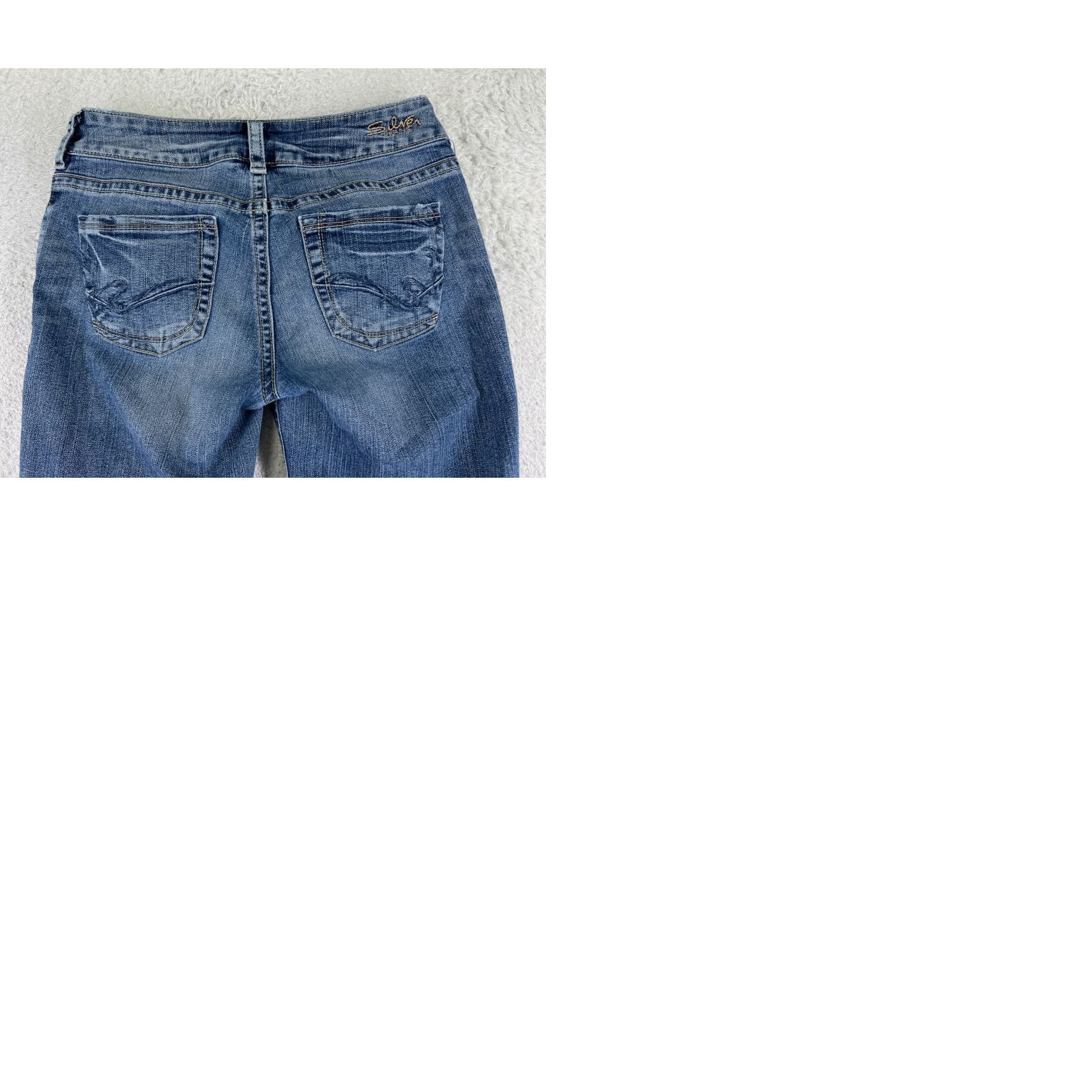 Silver Jeans Co. Silver Jeans Womens Jeans 36 Blue Denim Berkley Straight Distressed Embroidered Pants Size 25" / US 0 / IT 36 - 10 Thumbnail