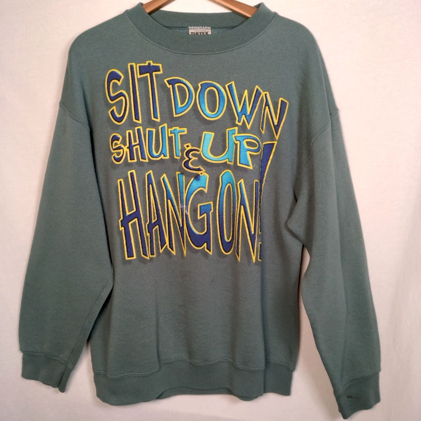 Tultex VINTAGE Tultex Sweatshirt L Men Green 90s Busch Gardens Williamsburgh VA Roller Coaster Distressed Graphic Print Pullover Crew Neck Long Sleeve Size US L / EU 52-54 / 3 - 3 Thumbnail