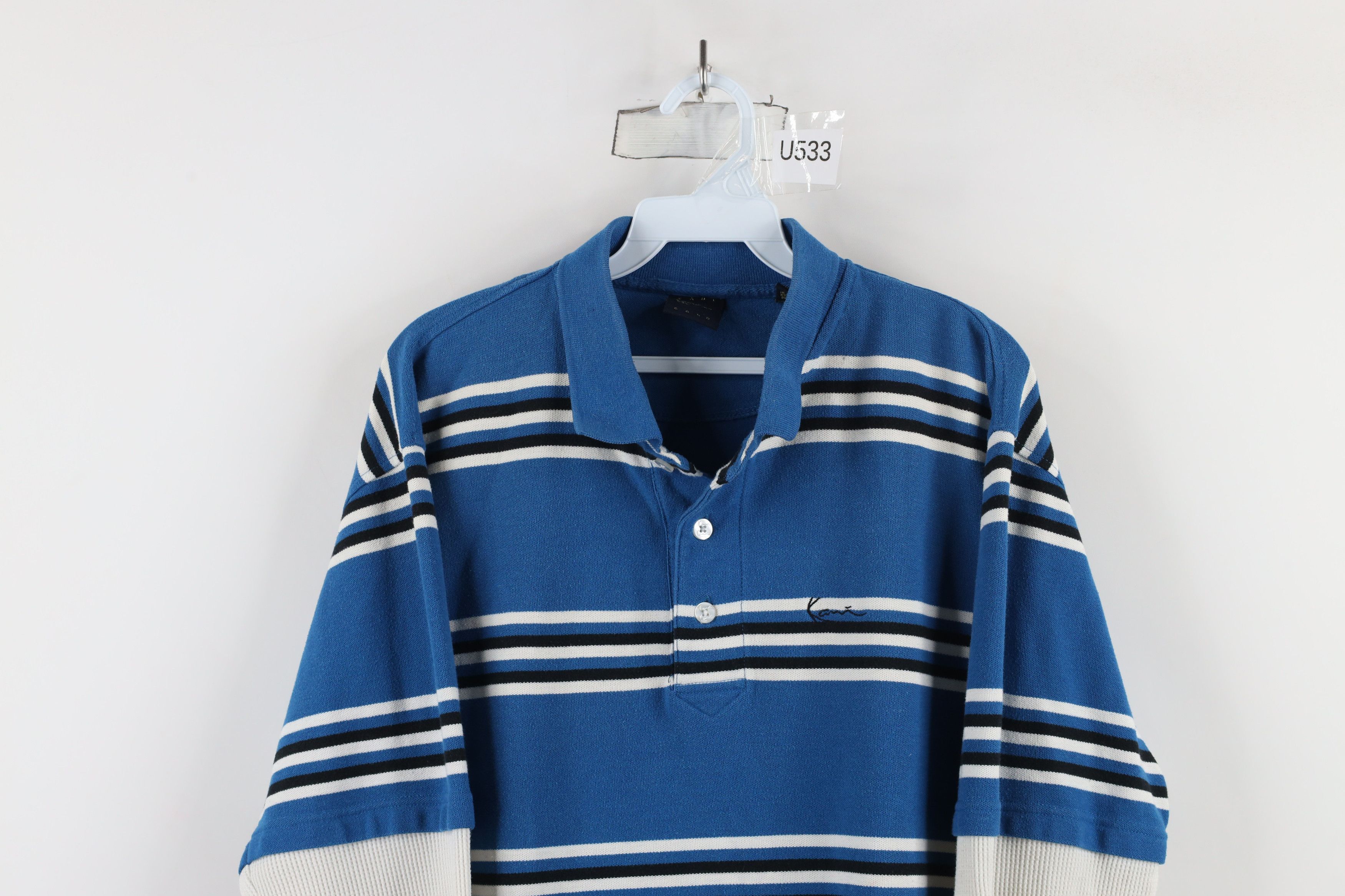 Karl Kani × Vintage Vintage 90s Karl Kani Layered Thermal Long Sleeve Polo Shirt Size US XL / EU 56 / 4 - 2 Thumbnail