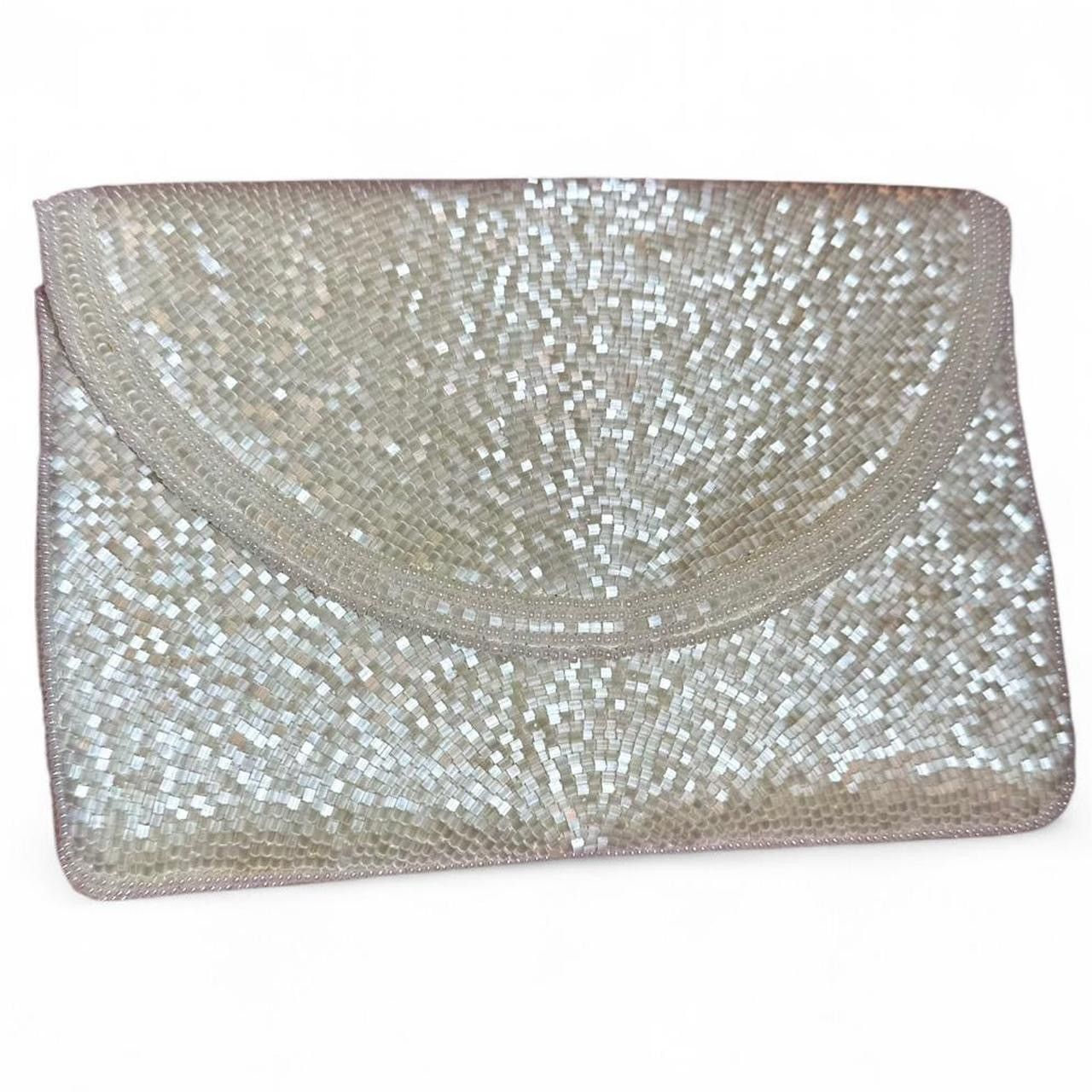 Vintage Pearl & Glass Beaded Vintage Sequin Clutch Bag w/silk strap Size ONE SIZE - 3 Thumbnail