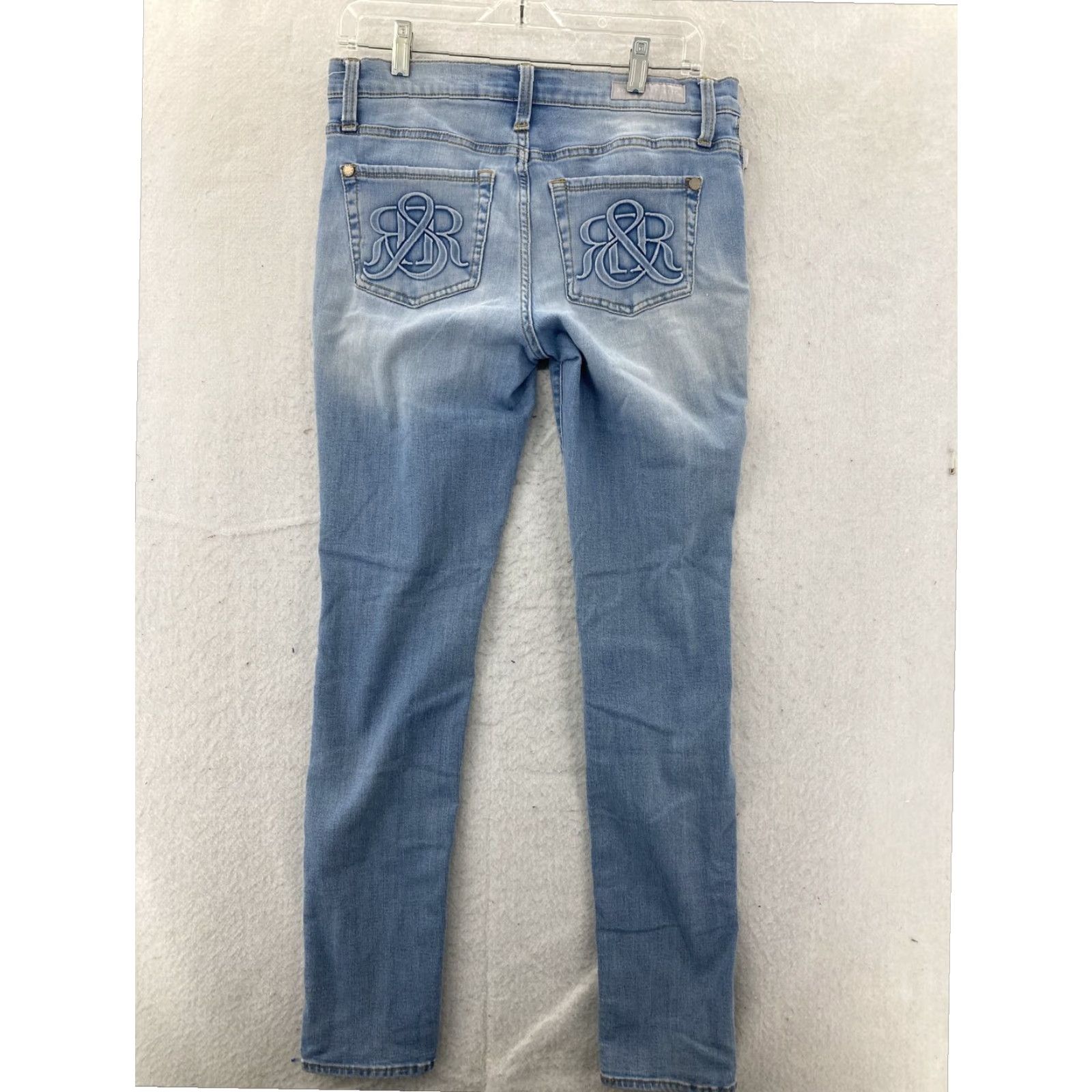 Vintage Rock & Republic Womens Blue Skinny Stretch Faded Low Rise Jeans Size 8 Size 30" / US 8 / IT 44 - 2 Thumbnail