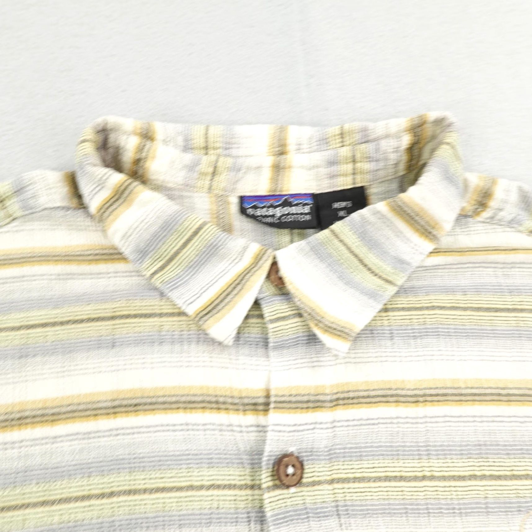 Patagonia VINTAGE Patagonia Shirt Men XL Beige Blue Green Orange Stripes Button Up Organic Size US XL / EU 56 / 4 - 2 Thumbnail