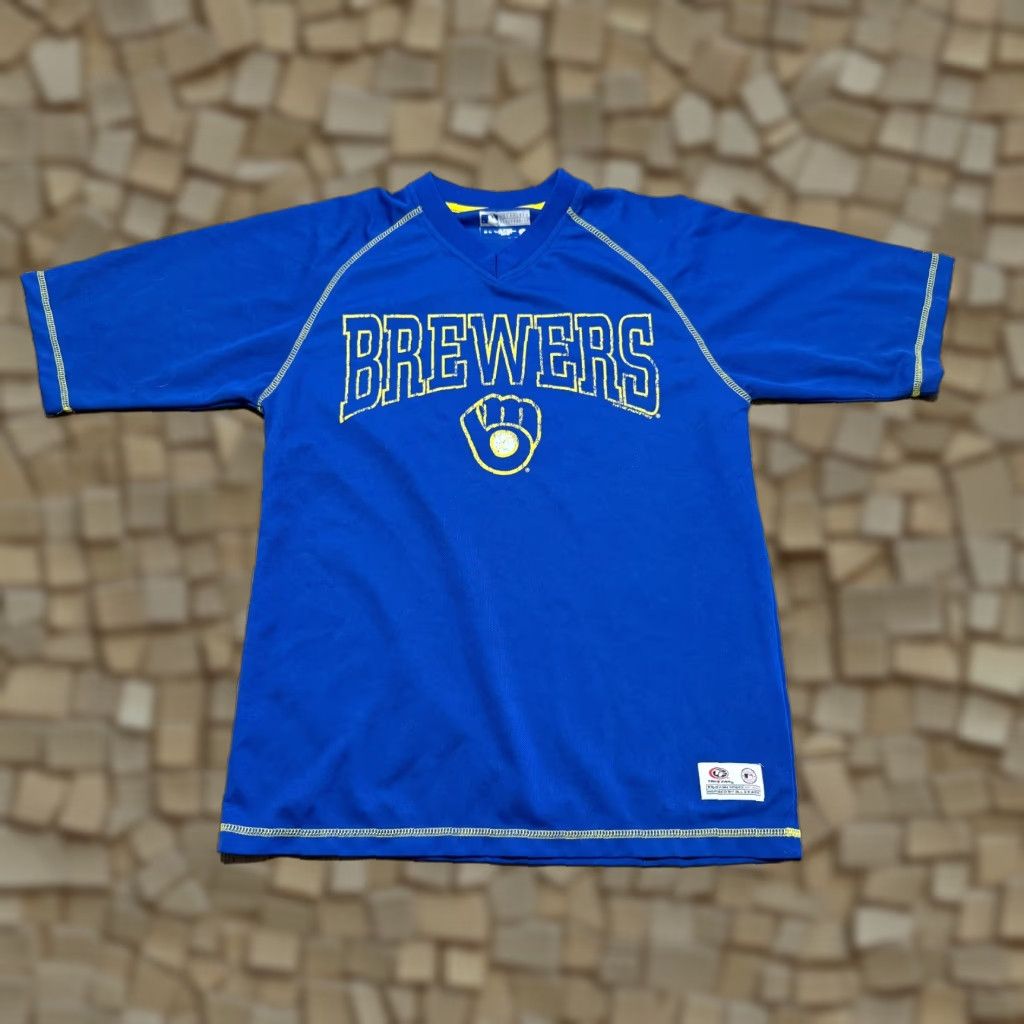 NBA Genuine Merchandise Shirt NBA Mens Medium Blue Yellow Milwaukee Brewers Jersey T-Shirt Short Sleeve Crew Neck Jersey 0 Size US M / EU 48-50 / 2 - 1 Thumbnail