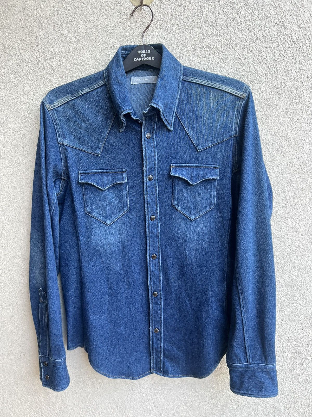junhashimoto Junhashimoto Japan Distress Fade Denim Stretch Western Shirt Size US M / EU 48-50 / 2 - 20 Thumbnail