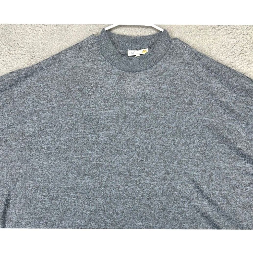 Vintage C&C California Sweater Dolman Sleeve Mock Neck Pullover Heather Gray 3X Womens Casual Pullover Knit Marled Relaxed Fit Oversized Size XXL / US 16-18 / IT 52-54 - 4 Thumbnail