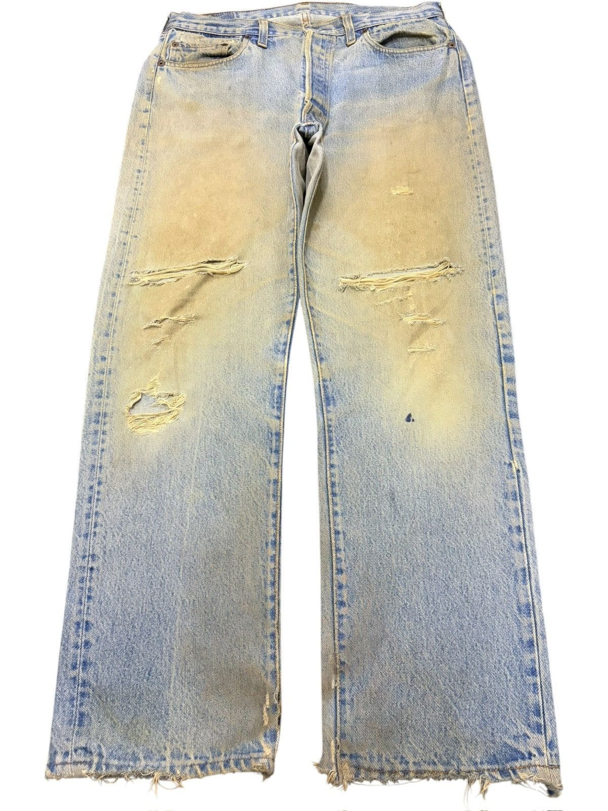 Levi's Vintage 70s Levis 501 Usa Mud Wash Distress Loose Jeans Size US 33 - 1 Thumbnail