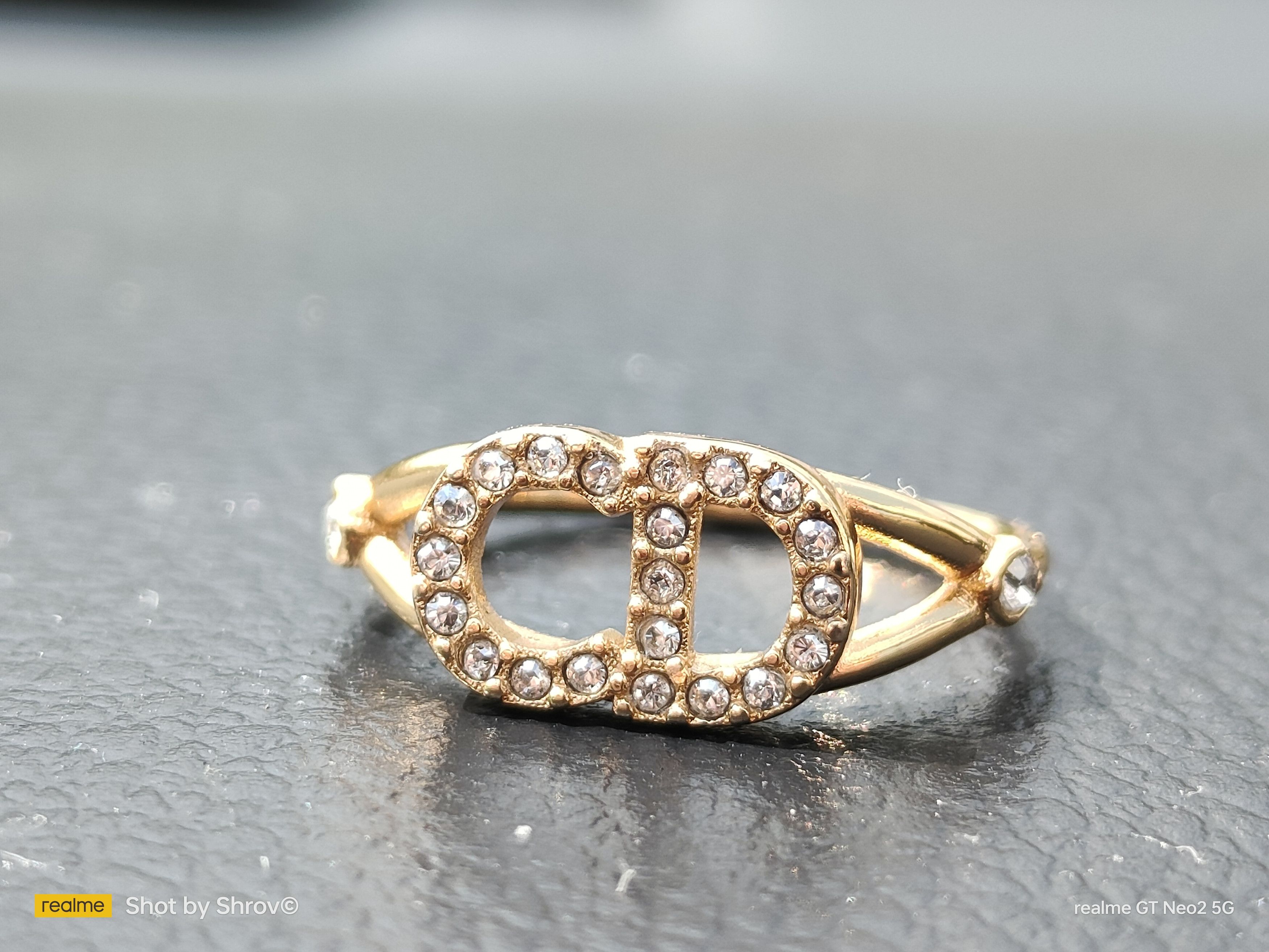 Dior DIOR Clair D Lune Ring Gold-Finish Metal and White Crystals Size ONE SIZE - 2 Thumbnail