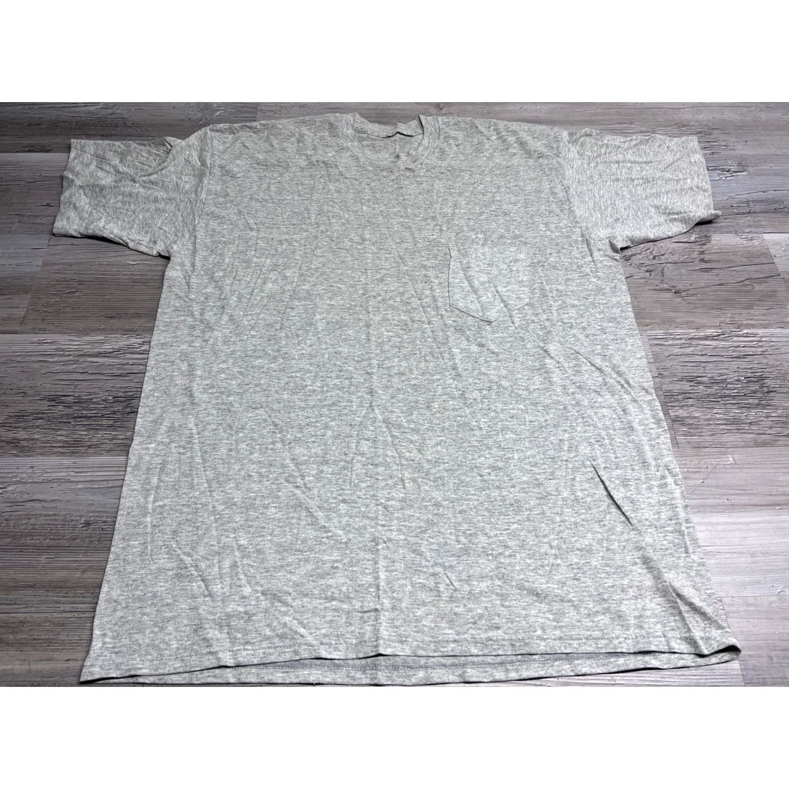Vintage VINTAGE 80s 90s Blank Pocket Tee Heather Gray XL USA Single Stitch Selvedge Size US XL / EU 56 / 4 - 2 Thumbnail