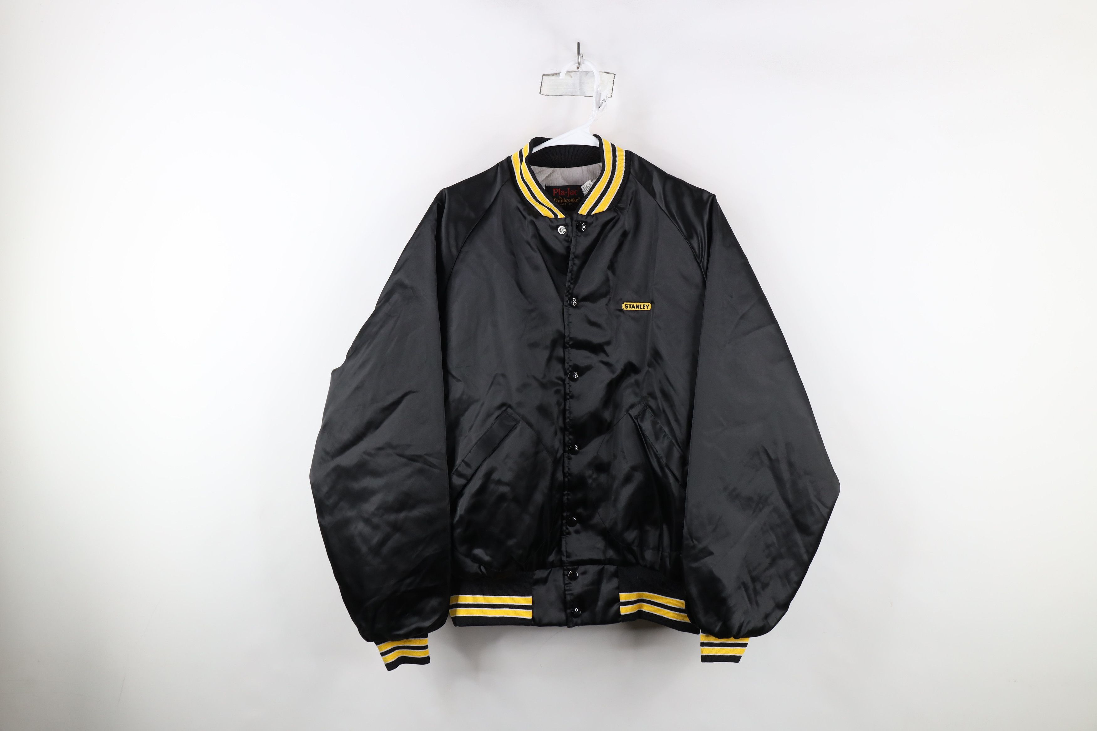 Vintage Vintage 80s 90s Stanley Tools Satin Bomber Jacket Black USA Size US L / EU 52-54 / 3 - 1 Thumbnail