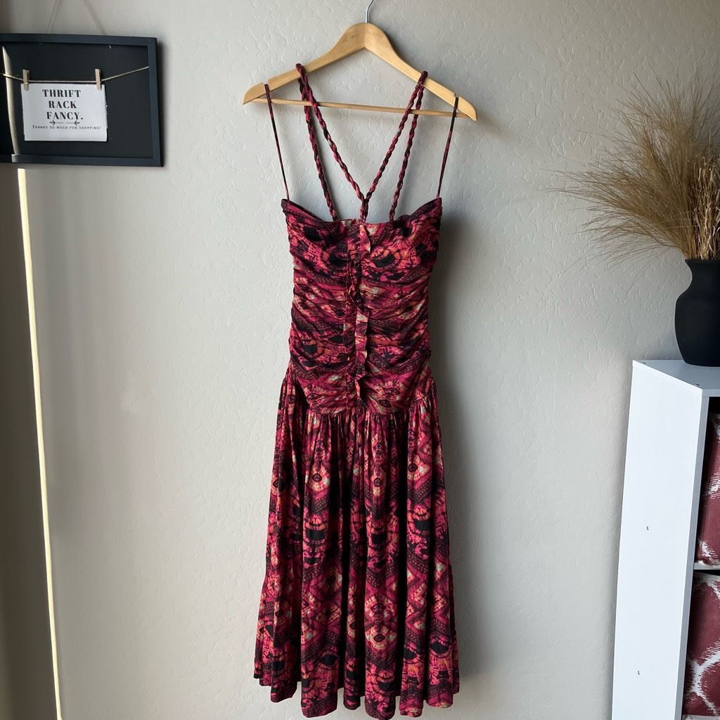 Ulla Johnson NEW Ulla Johnson Dress Marcella Wild Rose Pink Print Halter Size XS / US 0-2 / IT 36-38 - 2 Thumbnail
