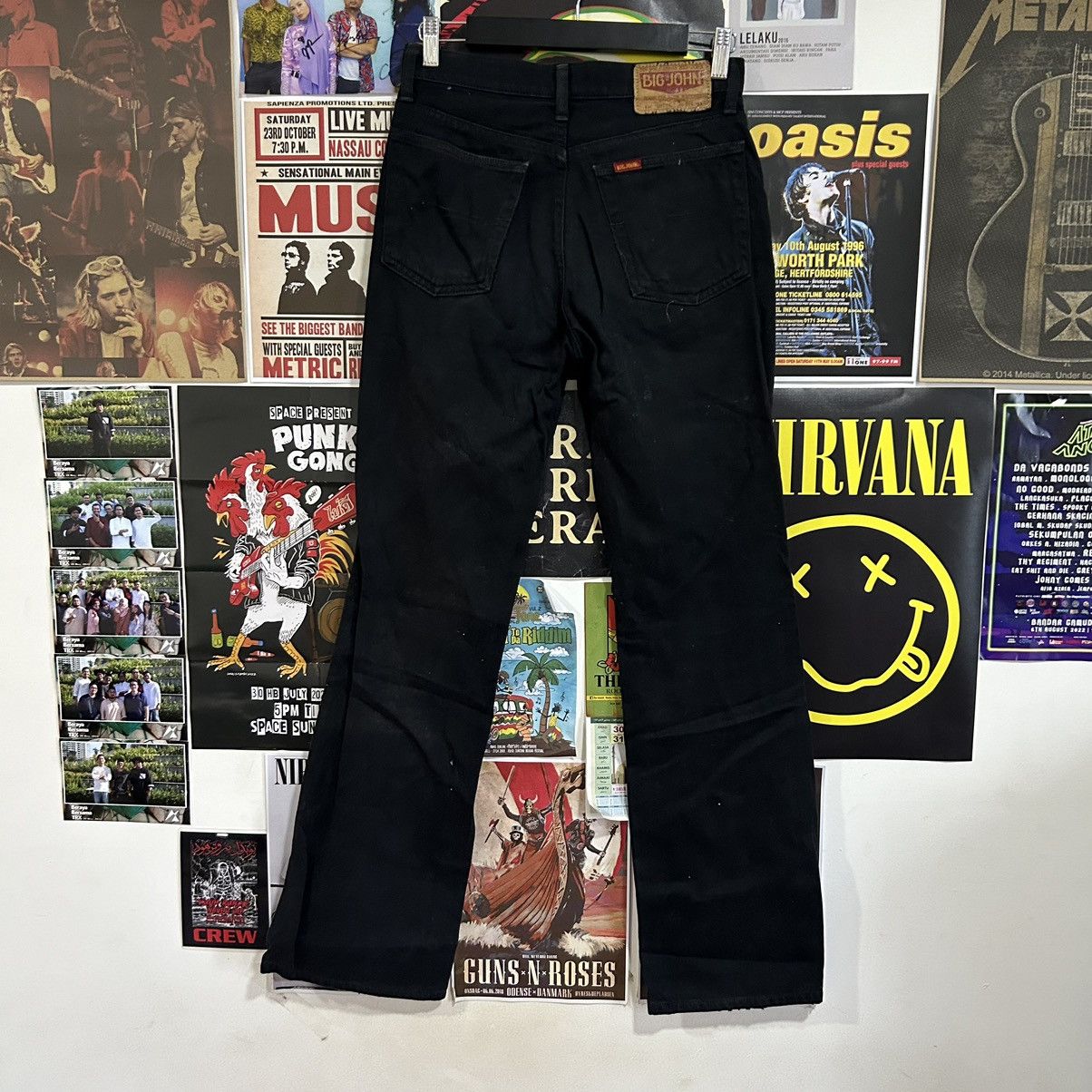 Vintage Vintage 90s Big John Flare Black Denim Size US 28 / EU 44 - 9 Thumbnail