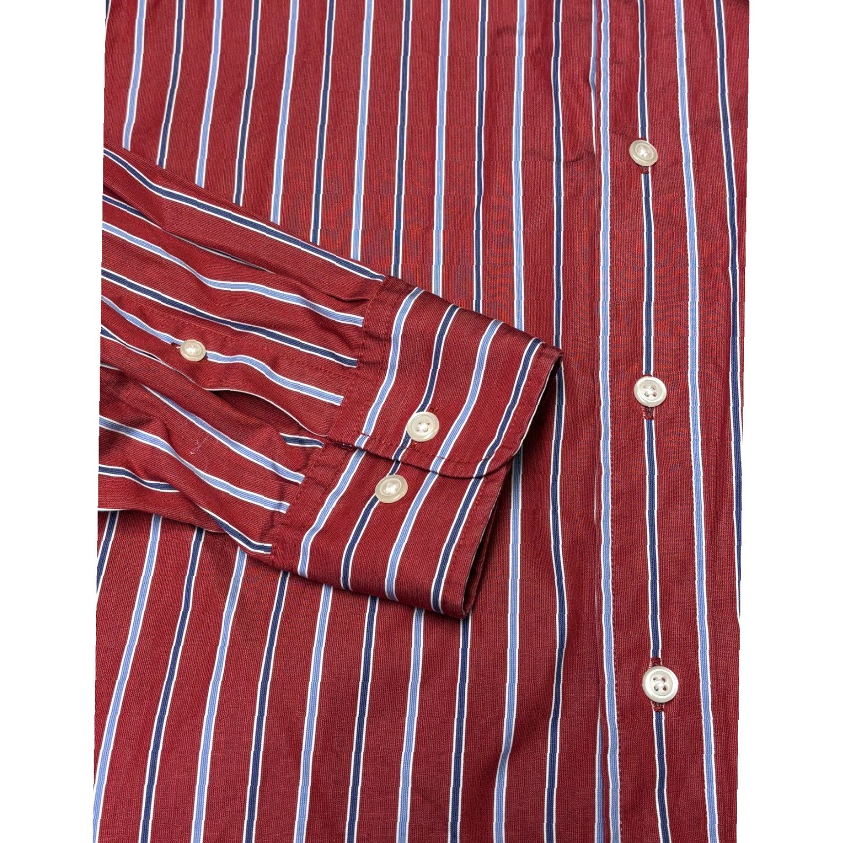 Faconnable Faconnable Classique Button-Down Shirt Mens XL Striped Burgundy Red Blue White Pattern Classic 50in Chest Vintage No Size US XL / EU 56 / 4 - 3 Thumbnail