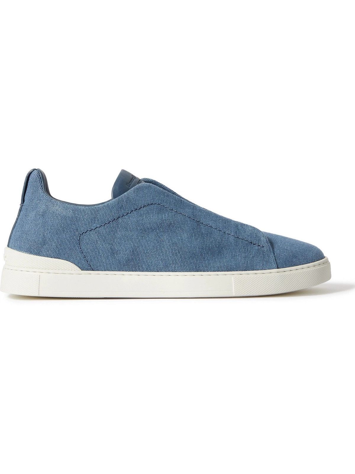 Ermenegildo Zegna o1s1rm1025 RLHTYE Triple Stitch Low-Top Sneakers Tela Blue Size US 10.5 / EU 43-44 - 1 Thumbnail