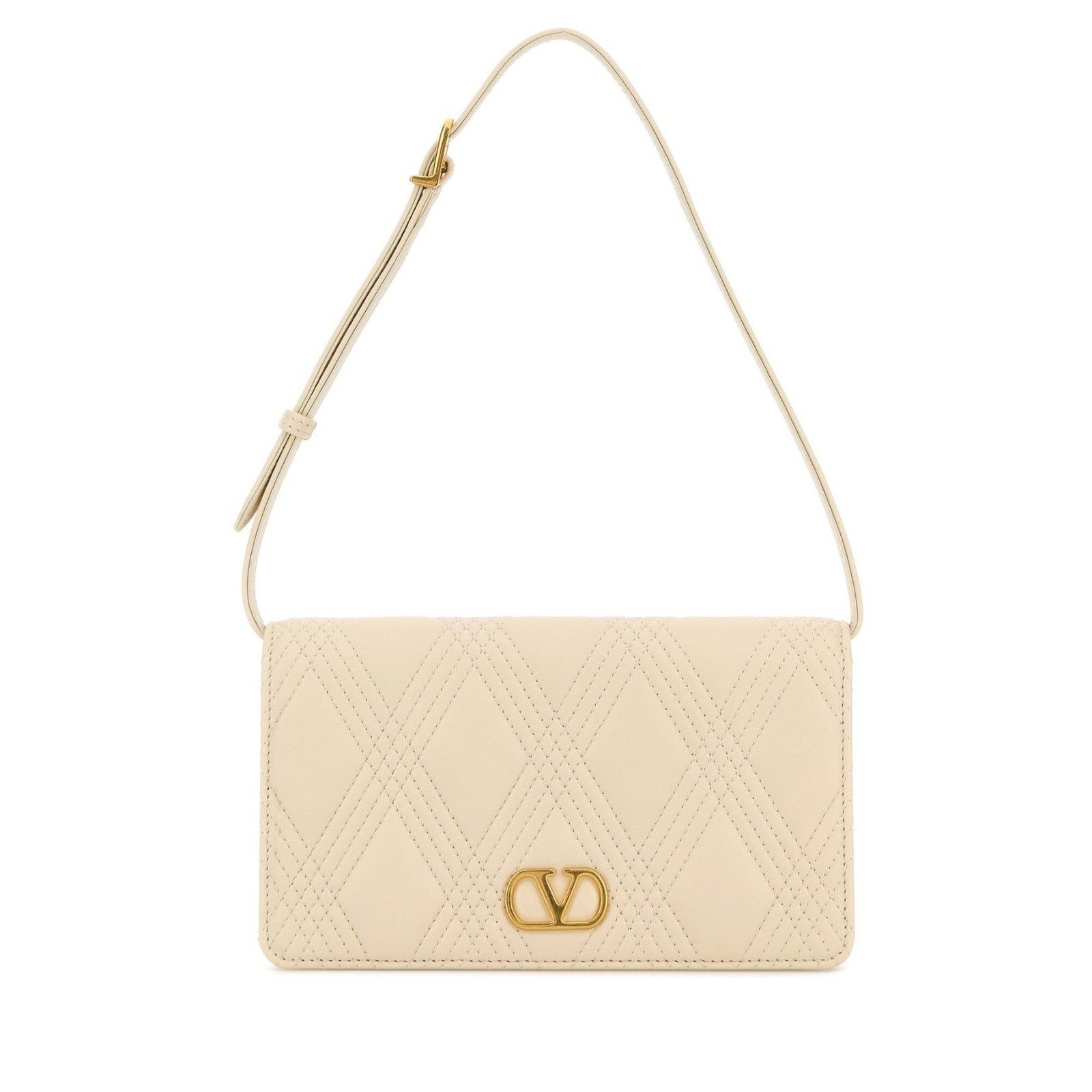 VALENTINO GARAVANI Ivory White Leather Shoulder Bag New
