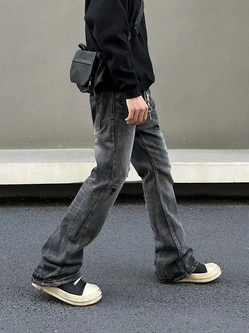 Jean Fukatsu x Kanon faded flared punk damaged ripped jeans Size US 31 - 4 Thumbnail