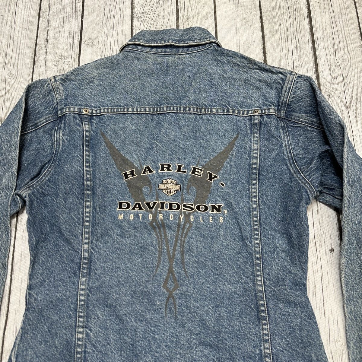 Harley Davidson × Vintage Vintage Harley Davidson denim jacket Size S / US 4 / IT 40 - 4 Thumbnail