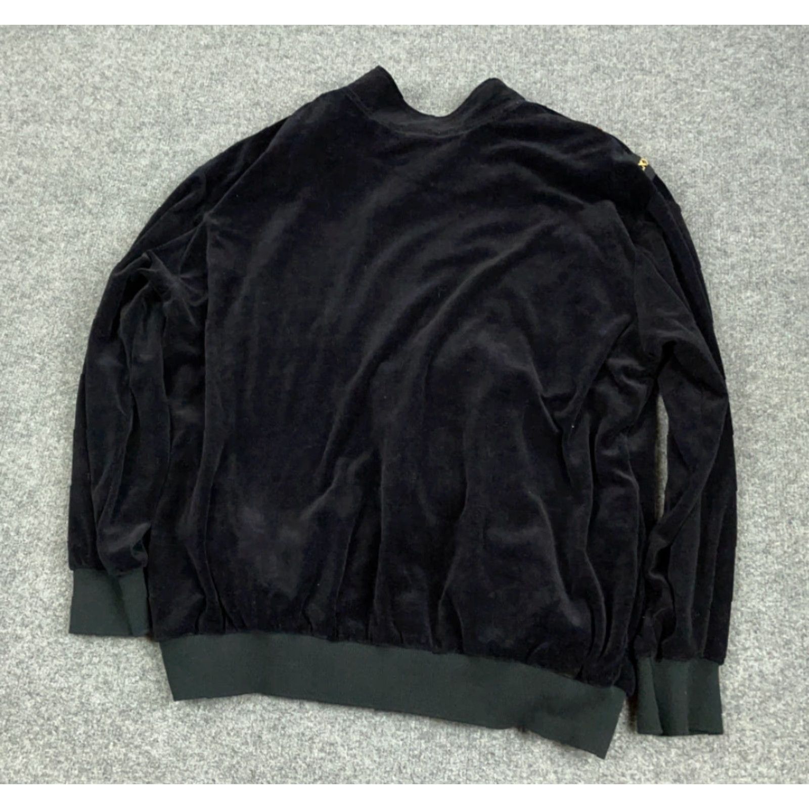 Velour VINTAGE Bonnie Blain Velour Zip Track Jacket Women 1X Black Striped Full Zip 90s USA Made Womens Size XL / US 12-14 / IT 48-50 - 2 Thumbnail