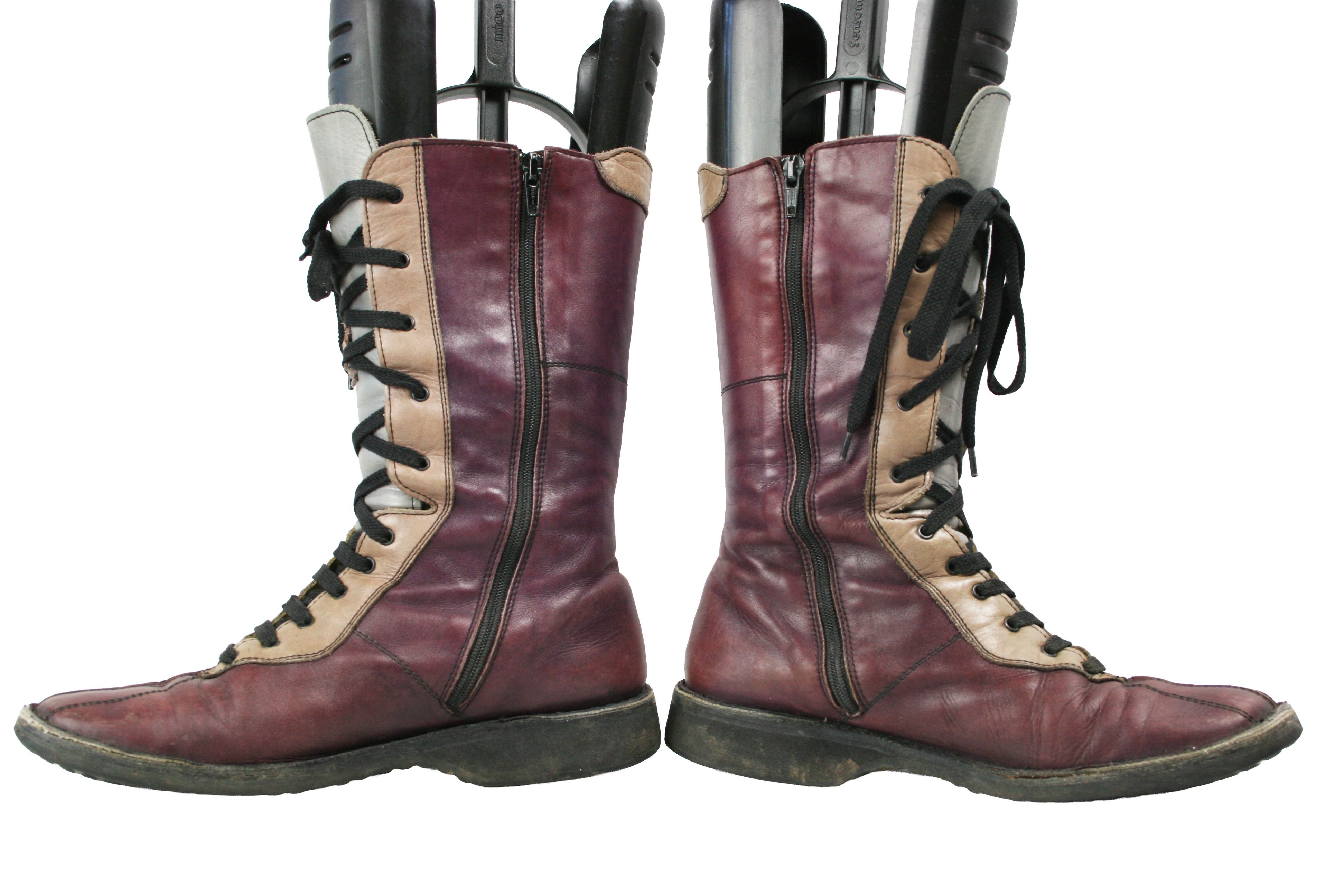 Japanese Brand Bubetti 00S Y2K Avant Garde Mid Crepe Leather Boots Vintage Size US 8 / IT 38 - 8 Thumbnail