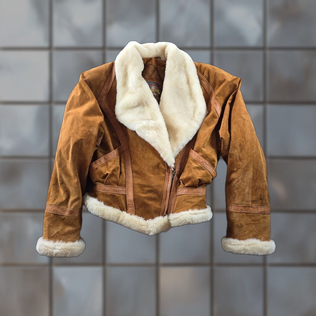 Vtg Adventure Bound Wilsons Leather Suede Bomber Jacket Women S Crop Faux Fur