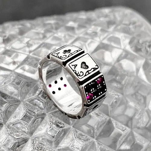 Other Ace Card Playing Poker Player Spades Hearts Ring Size ONE SIZE - 2 Thumbnail