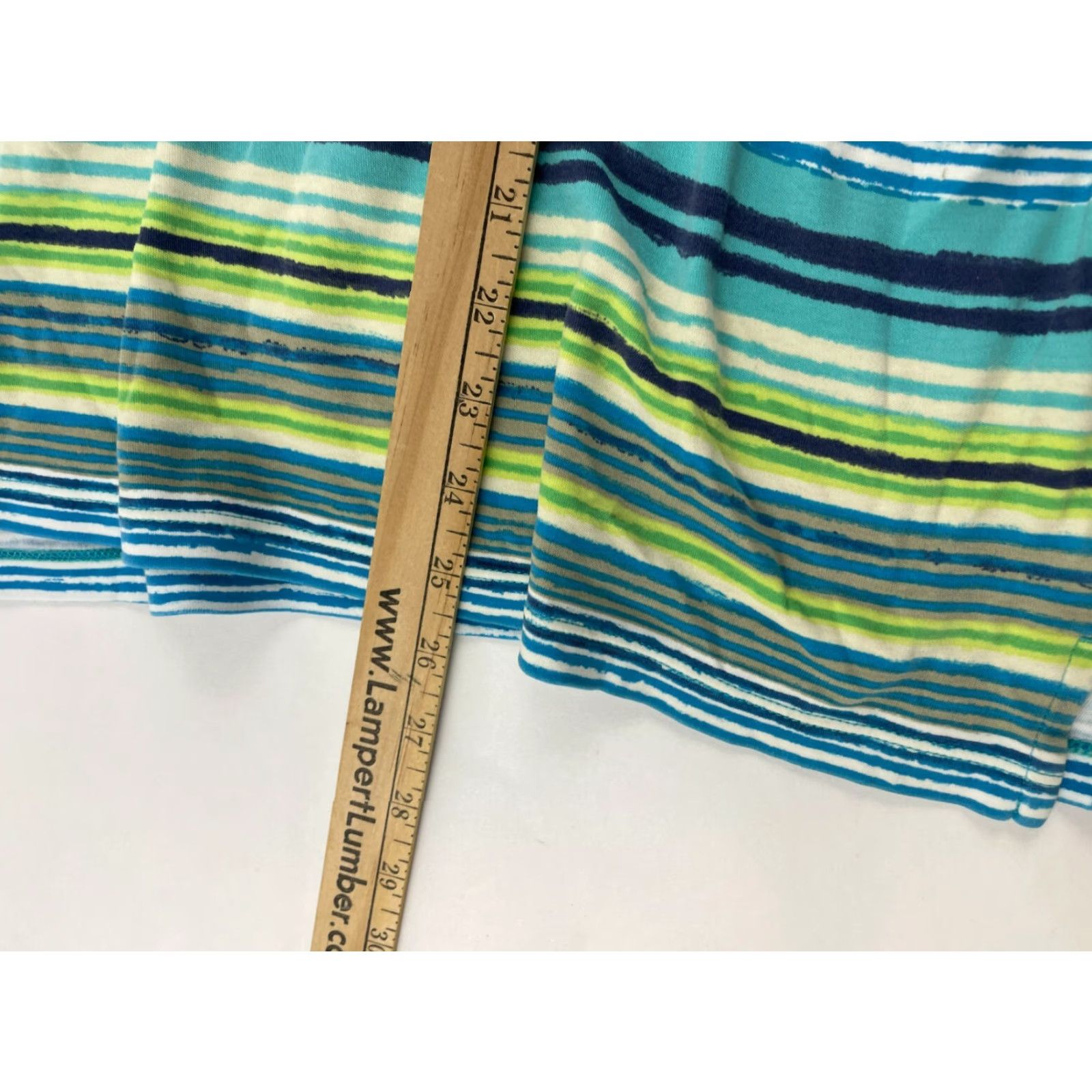 Vintage Studio Works T-Shirt Women's Size 2XL Green Blue Striped Short Sleeve Boat Neck Size XXL / US 16-18 / IT 52-54 - 5 Thumbnail