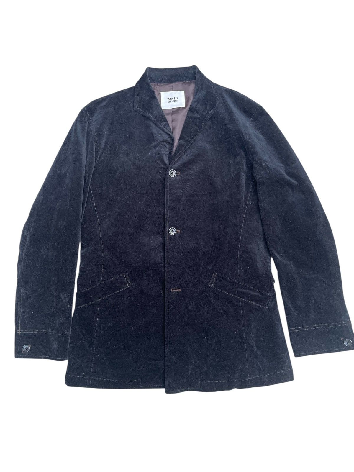 Designer Japanese Takeo Kikuchi Velvet Jacket – Button-Up Size US S / EU 44-46 / 1 - 1 Thumbnail