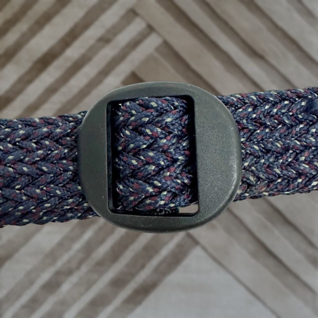 Vintage Hiking Belt Mens 38 Braided Nylon Web Belt Navy Blue Plastic Buckle Outdoors Belt Size 38 - 1 Thumbnail