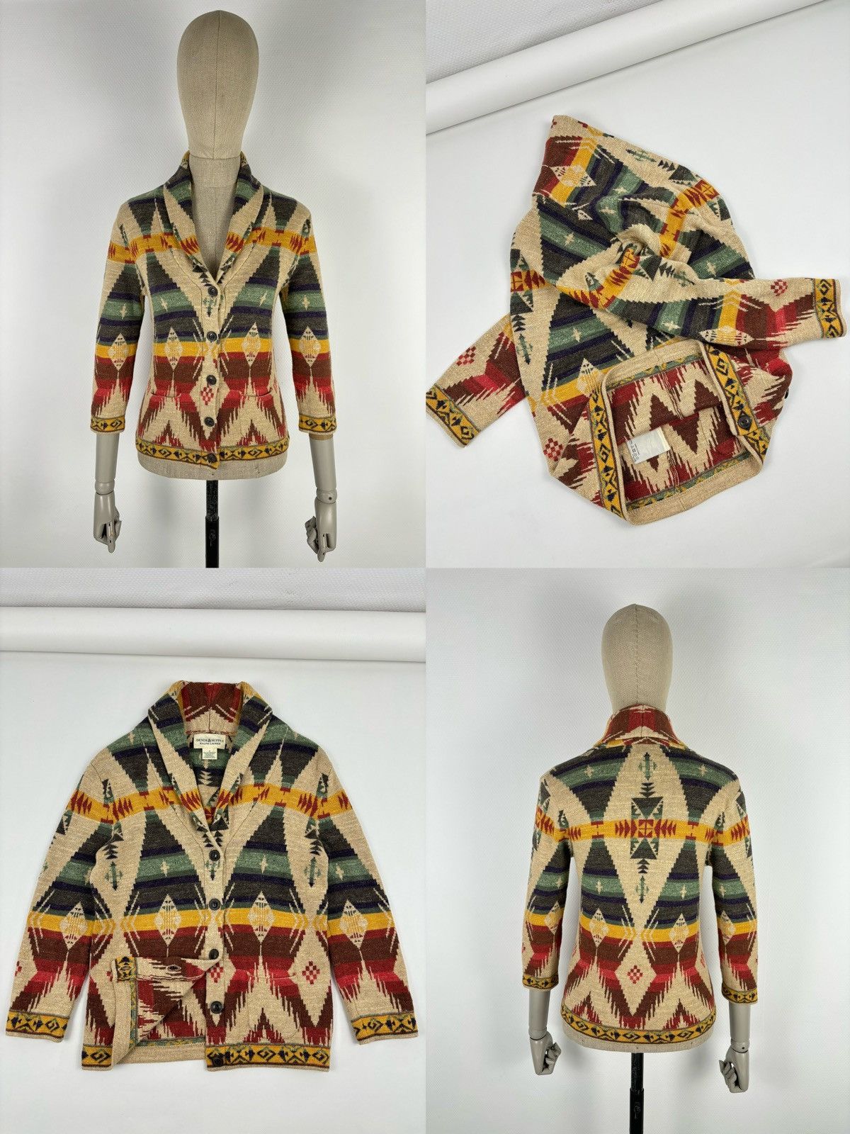 Denim & Supply Ralph Lauren × Polo Ralph Lauren × Ralph Lauren RARE Aztec Navajo Southwestern Shawl Tribal Cardigan Sweater Jacket Jumper Size S / US 4 / IT 40 - 1 Thumbnail