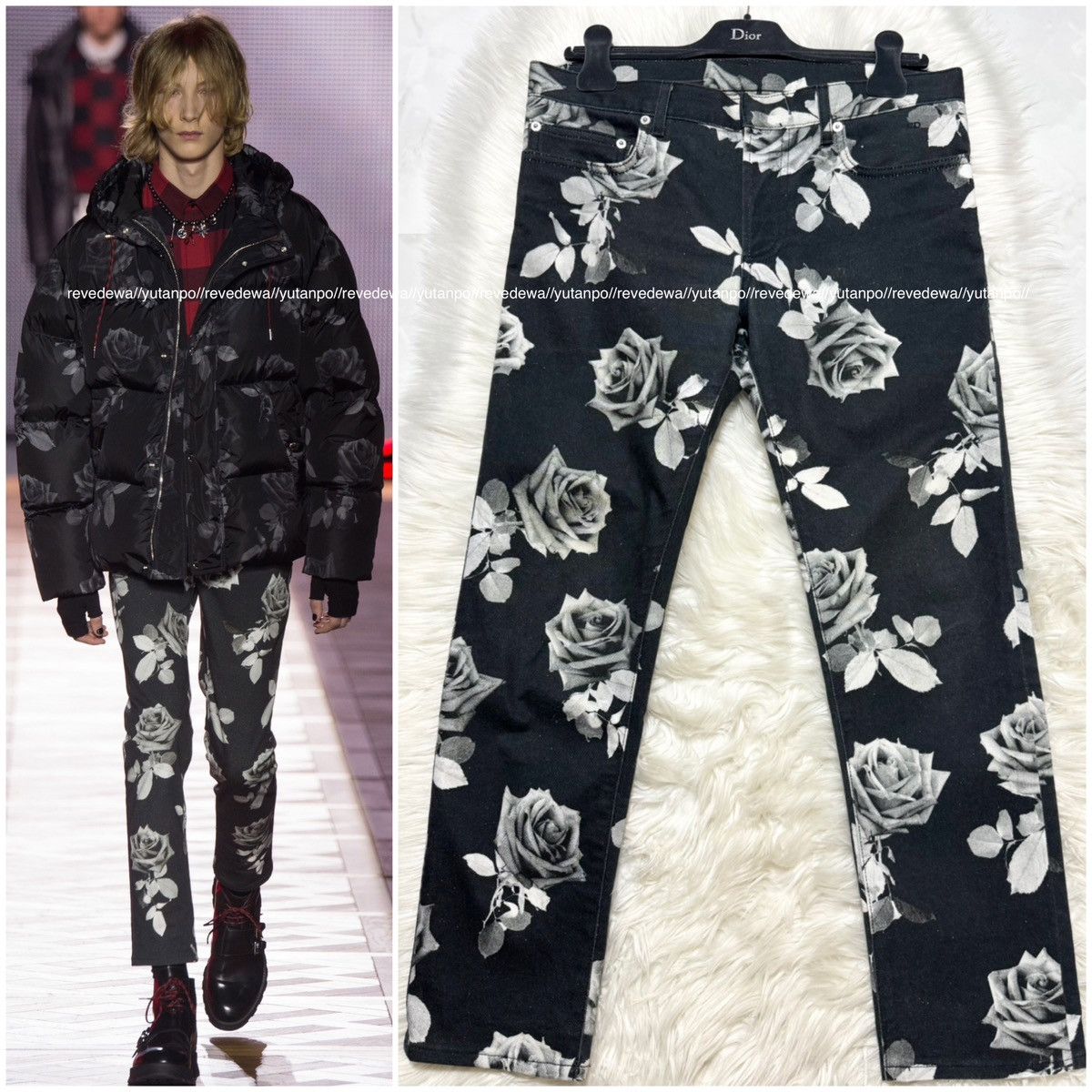 Dior Excellent Condition Dior Homme Rose Design Denim Jeans Size US 31 - 1 Thumbnail