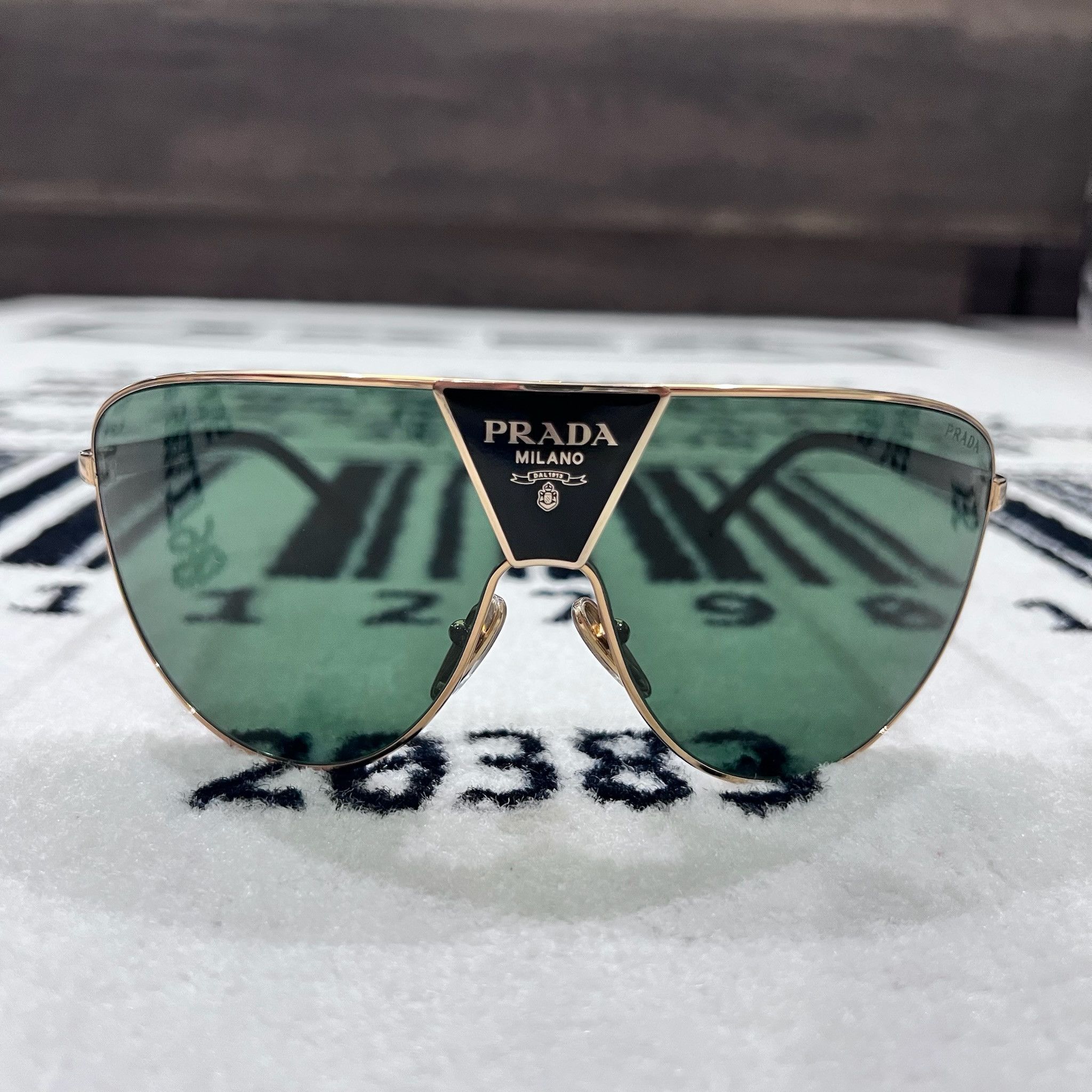 Prada Prada 0PR 69ZS Logo Shield Wrap Mask Runway Sunglasses Size ONE SIZE - 3 Thumbnail