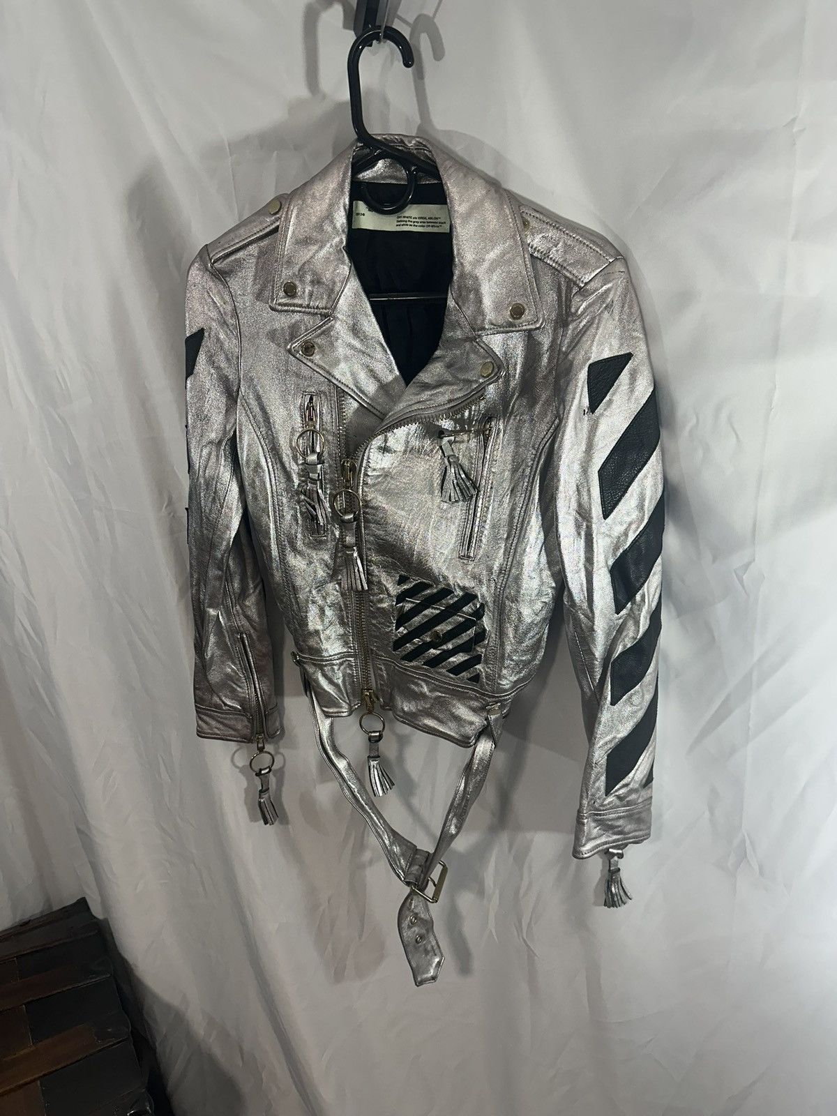 Off-White OFF WHITE SILVER LEATHER JACKET Size US M / EU 48-50 / 2 - 4 Thumbnail