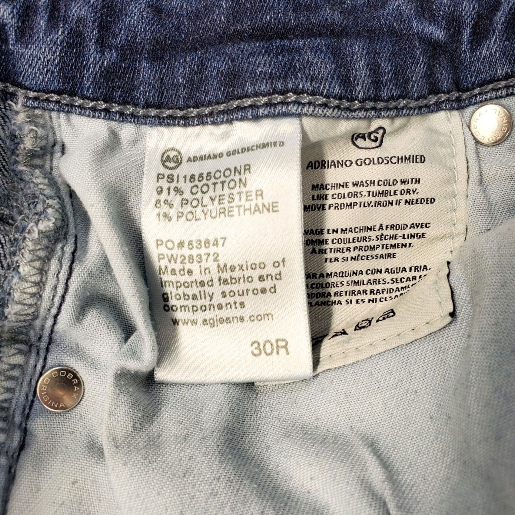 Denime AG Adriano Goldschmied Skinny Jeans Womens 30R Blue Denim Stitch 5-Pocket Stretch Design Jeans Size 30" / US 8 / IT 44 - 7 Thumbnail