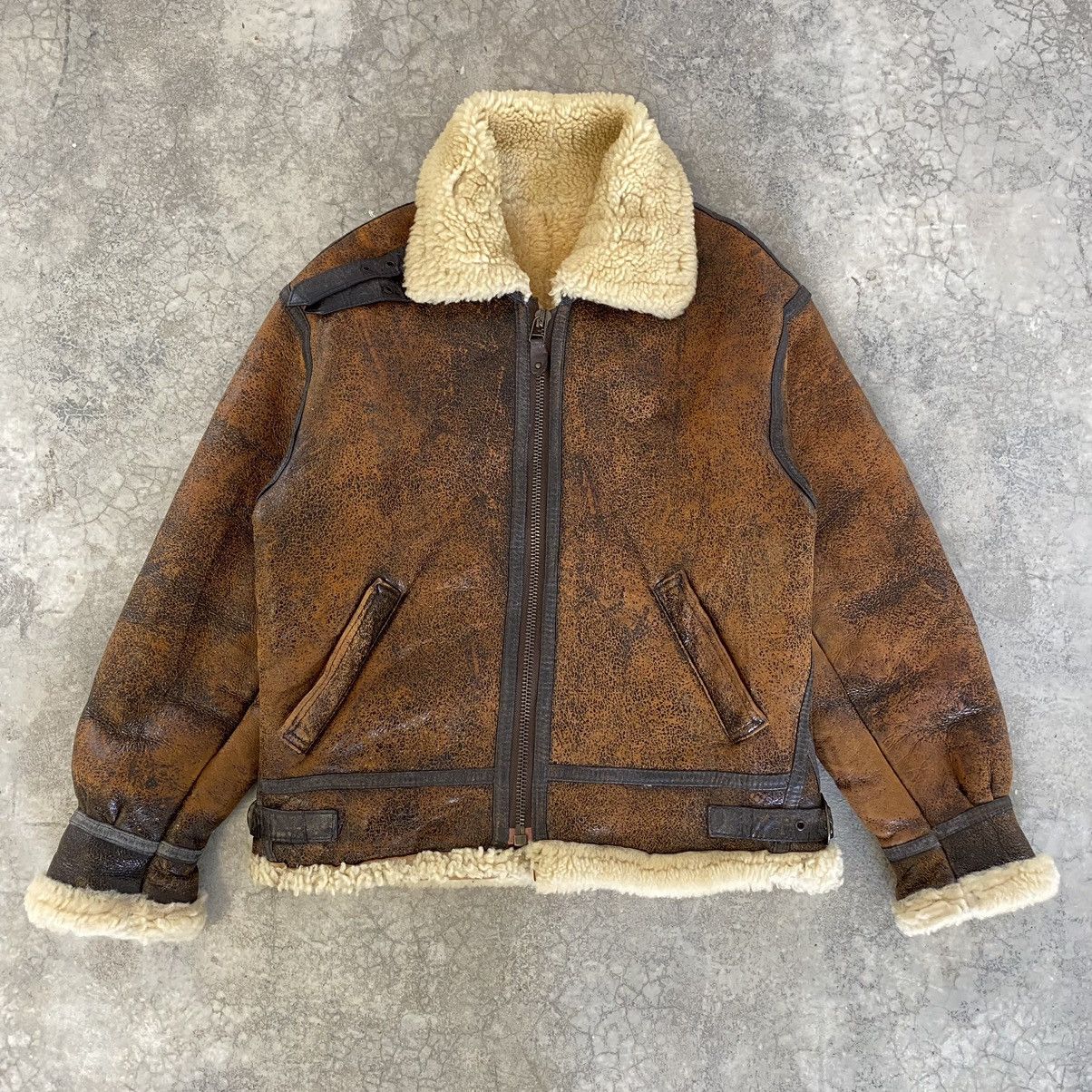 VTG Sanwa Iryo Type B-3 Sheepskin Patina Aviator Jacket