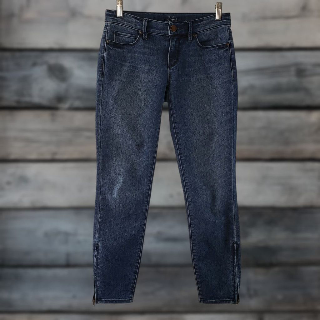 Loft LOFT Womens Modern Skinny Ankle Jeans Sz 25 Blue Ankle Zip Low Rise Denim 26in Inseam Womens Jeans Size 42" / US 20 - 1 Thumbnail