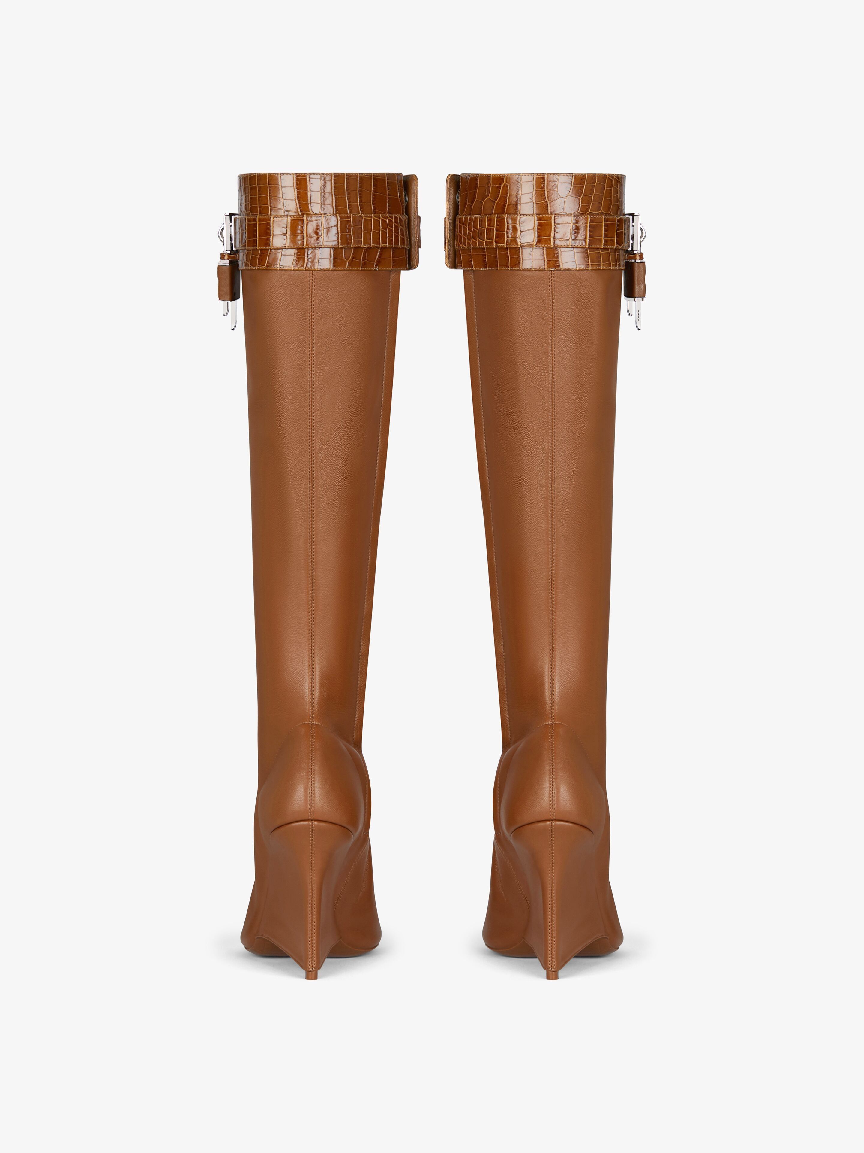 Givenchy o1srvl11e0525 Shark Lock Stiletto Sandal Boots 95 mm Brown Size US 12 / IT 42 - 6 Thumbnail