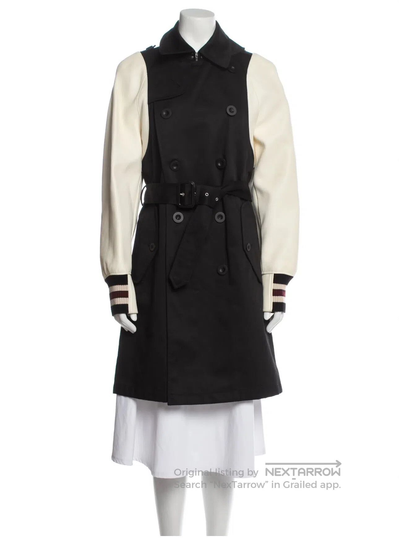 Coach COACH Black and White Leather Sleeve Patchwork Trench Coat Size US M / EU 48-50 / 2 - 9 Thumbnail