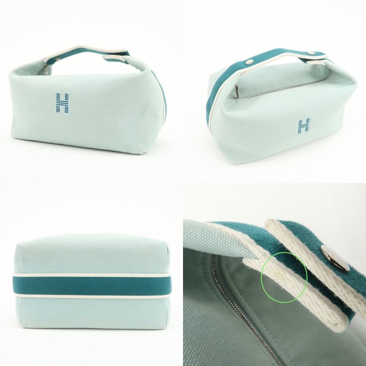 Hermes Hermes Bride A Brac GM Canvas Cosmetic Pouch Light Blue Size ONE SIZE - 3 Thumbnail
