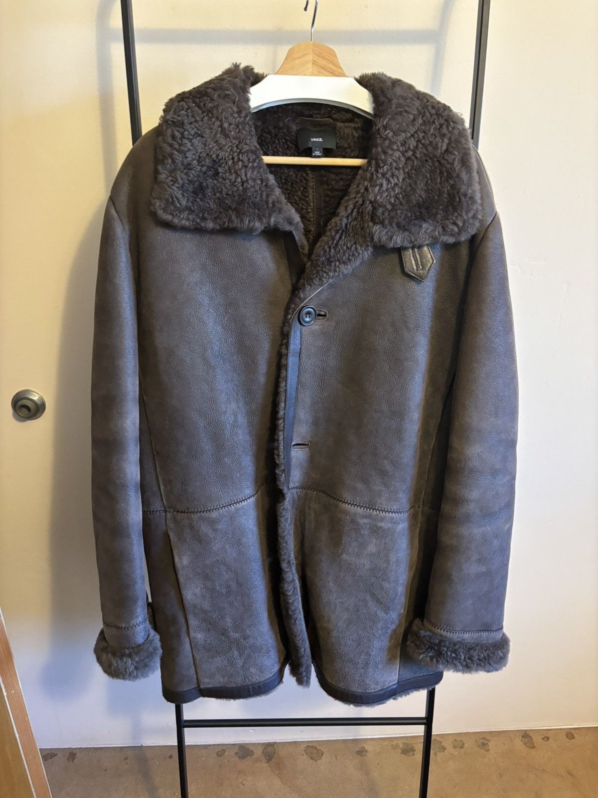 Vince Vince Large Brown Shearling Leather Jacket Size US L / EU 52-54 / 3 - 1 Thumbnail