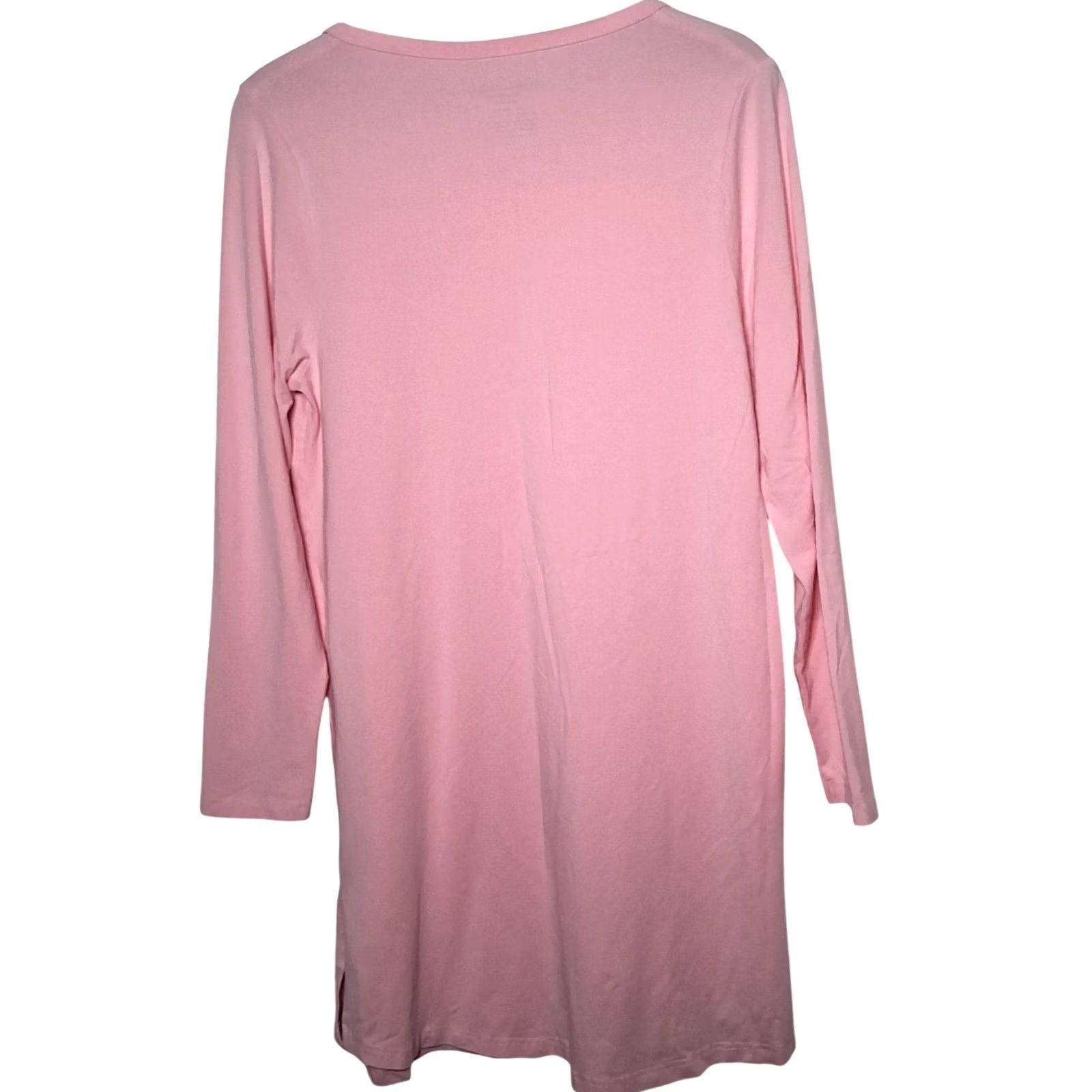 Vintage Fishers Finery Nightgown M Pink Long Sleeve Henley Organic Cotton Bamboo Cozy Lightweight Lounge Women Medium Pink Nightgown Size M / US 6-8 / IT 42-44 - 3 Thumbnail