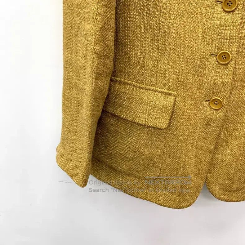 Loro Piana Loro Piana Yellow Linen Notched Collar Single-Breasted Lon Size XS / US 0-2 / IT 36-38 - 4 Thumbnail