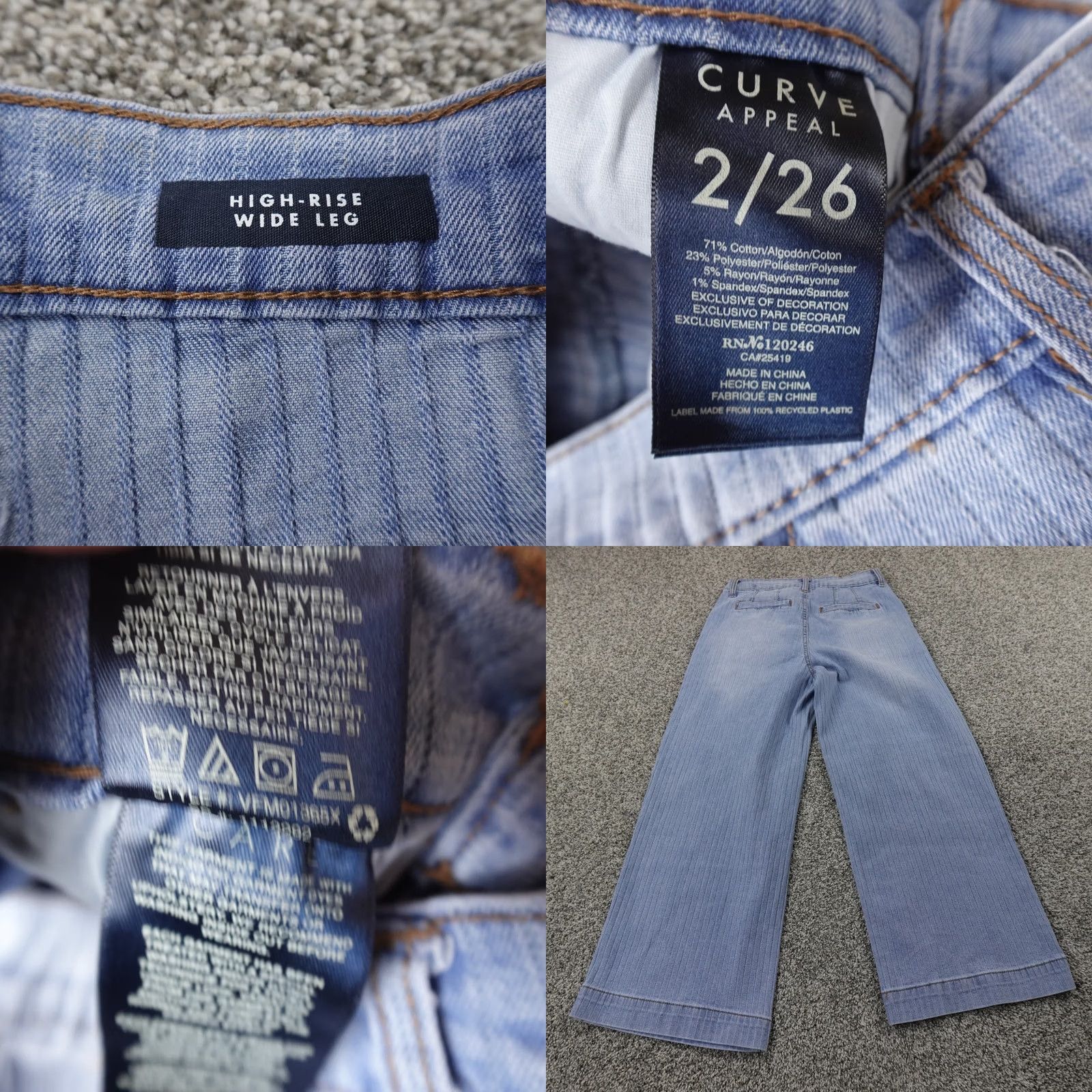 Vintage Curve Appeal Jeans Womens 2 Dark Blue Denim High Rise Wide-Leg Stretch Jeans Size 26" / US 2 / IT 38 - 8 Thumbnail